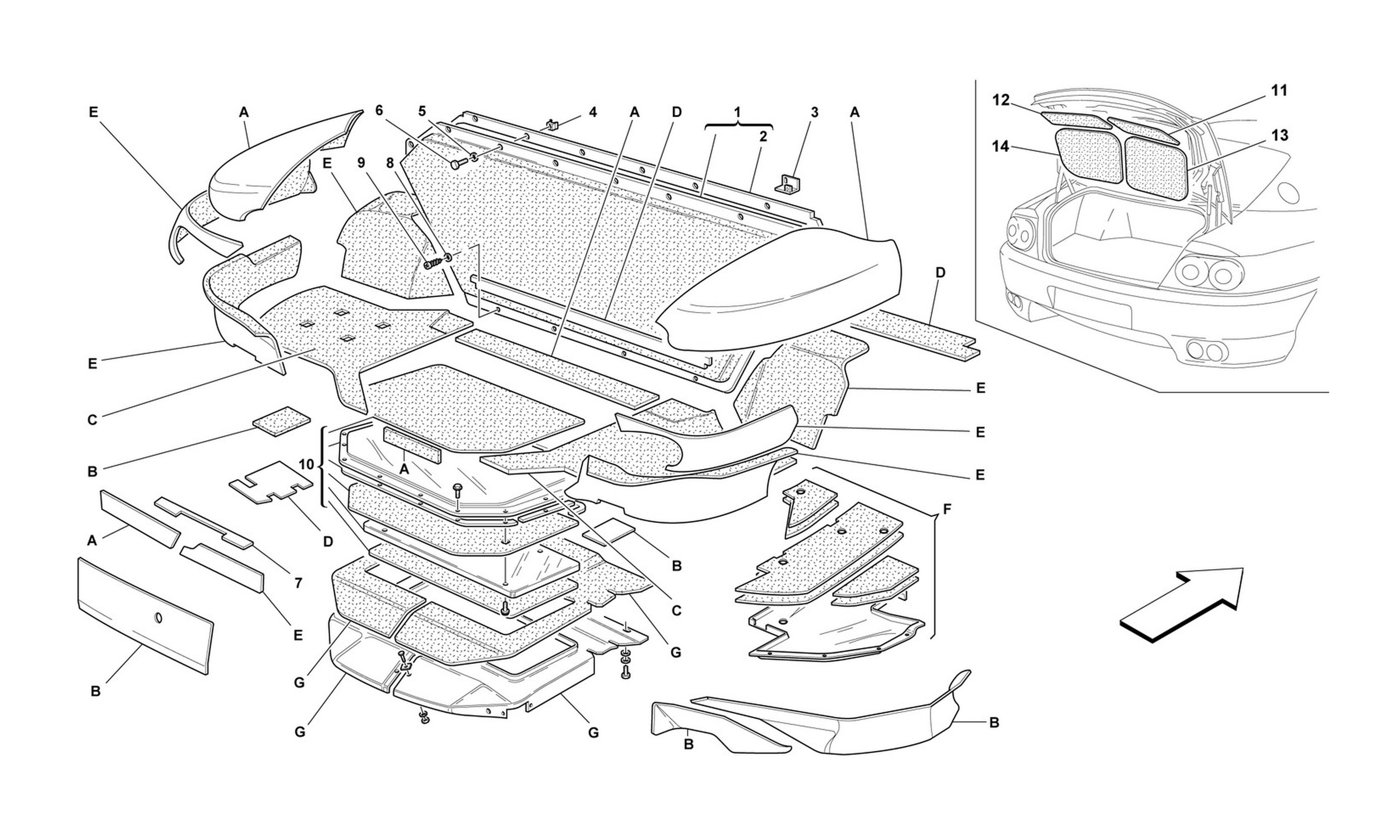 Schematic: Trunk Hood Insulations -Valid For 456 Gta