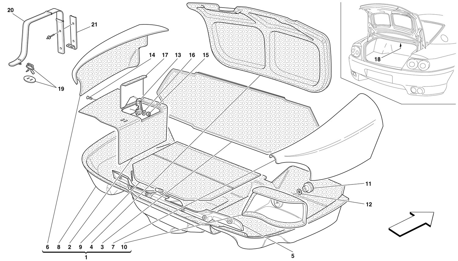 Schematic: Trunk Hood Upholstery