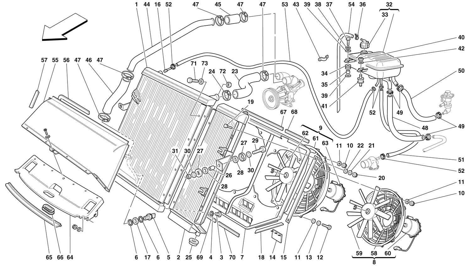 Schematic: Cooling System - Radiator And Nourice