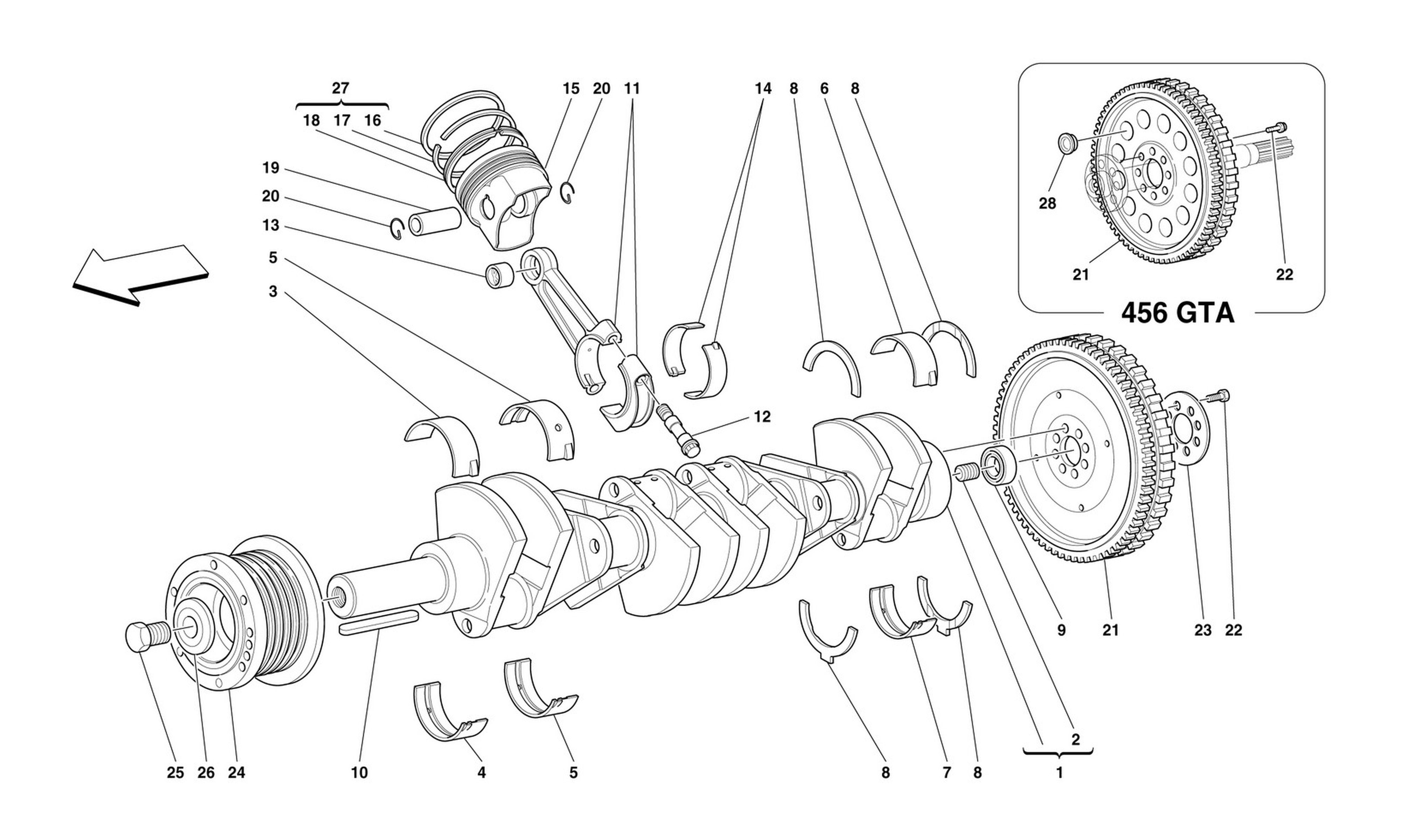 Schematic: Driving Shaft - Connecting Rods And Pistons