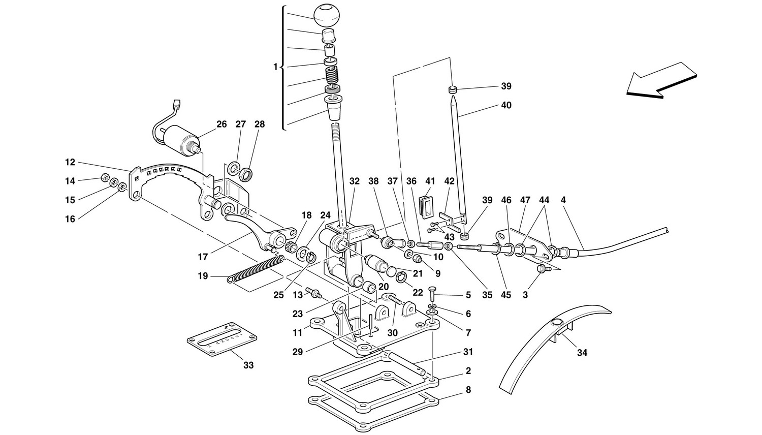 Schematic: Outside Gearbox Controls -Valid For 456 Gta