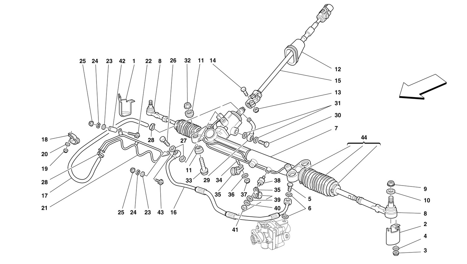 Schematic: Hydraulic Steering Box And Serpentine - Rhd