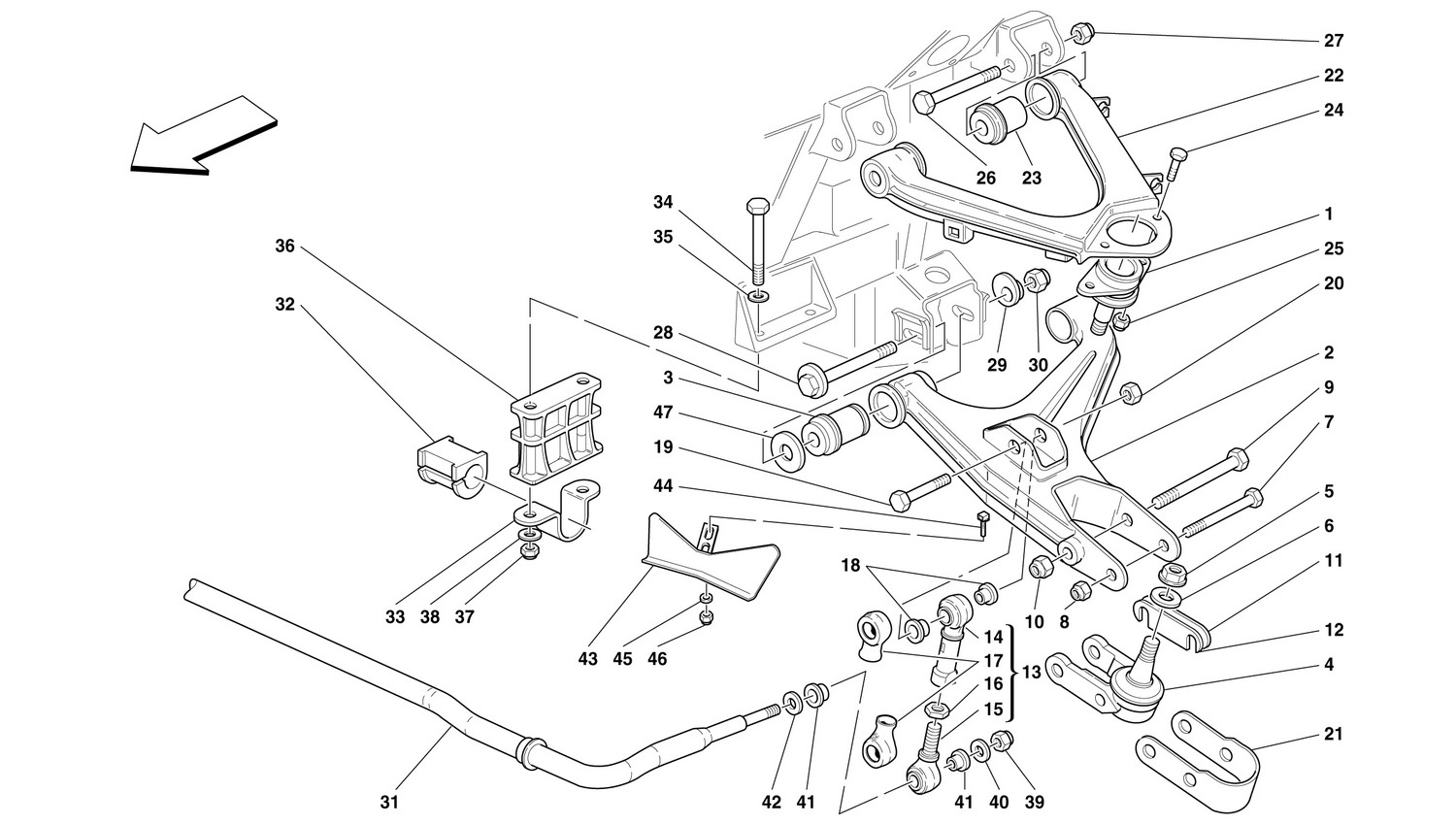 Schematic: Front Suspension - Wishbones And Stabilizer Bar