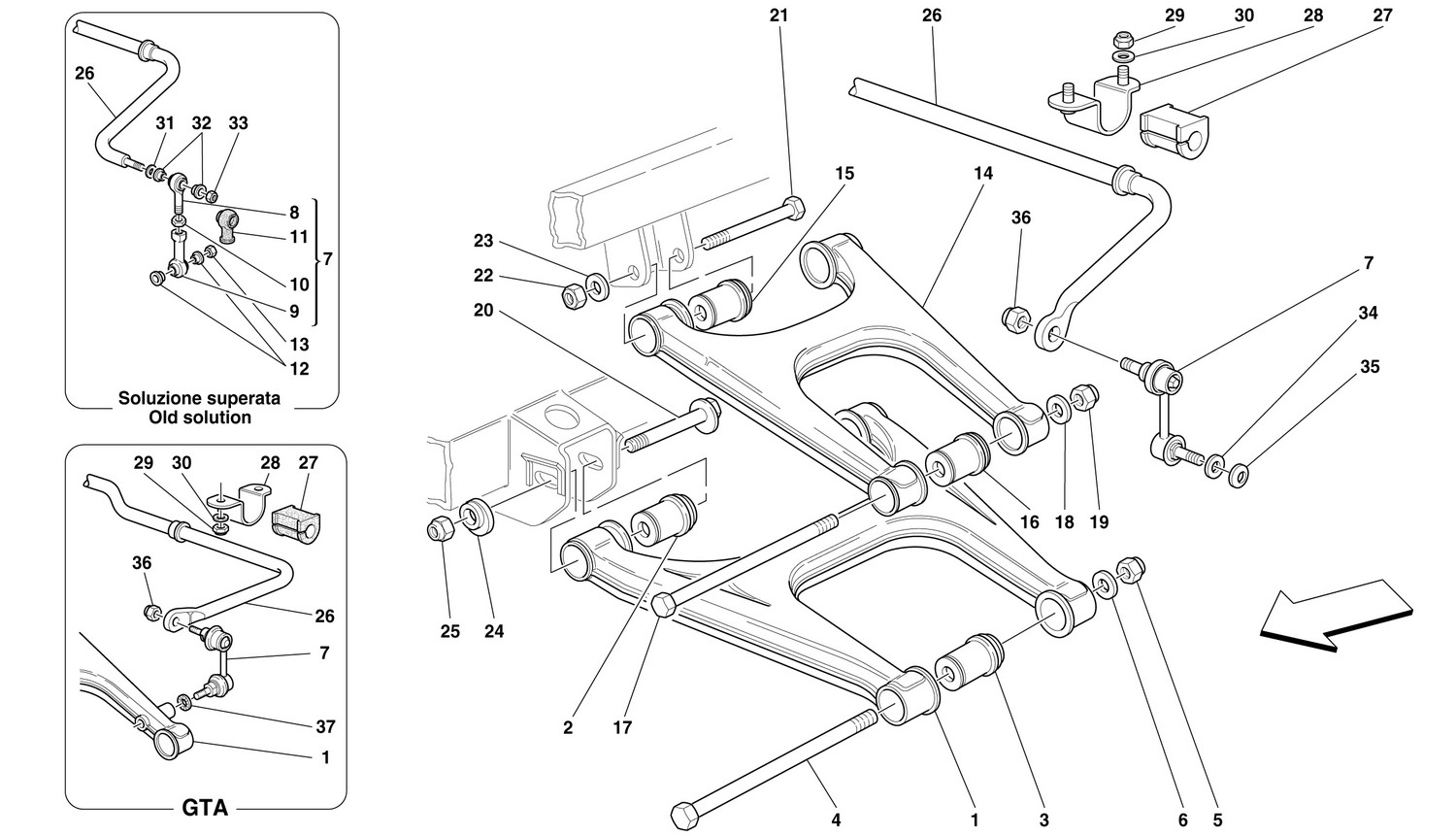 Schematic: Rear Suspension - Wishbones And Stabilizer Bar