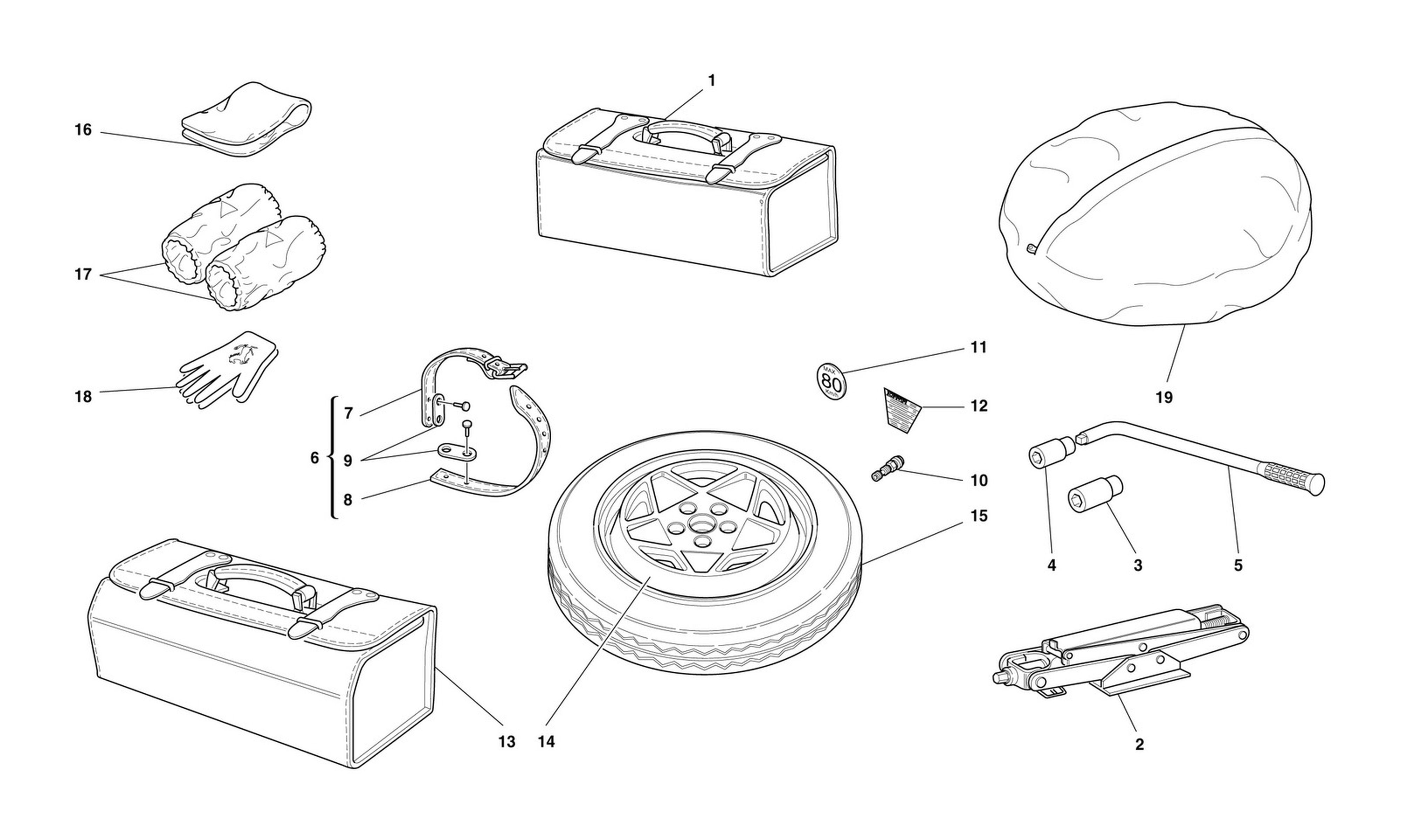 Schematic: Spare Wheel And Equipment -Optionals-