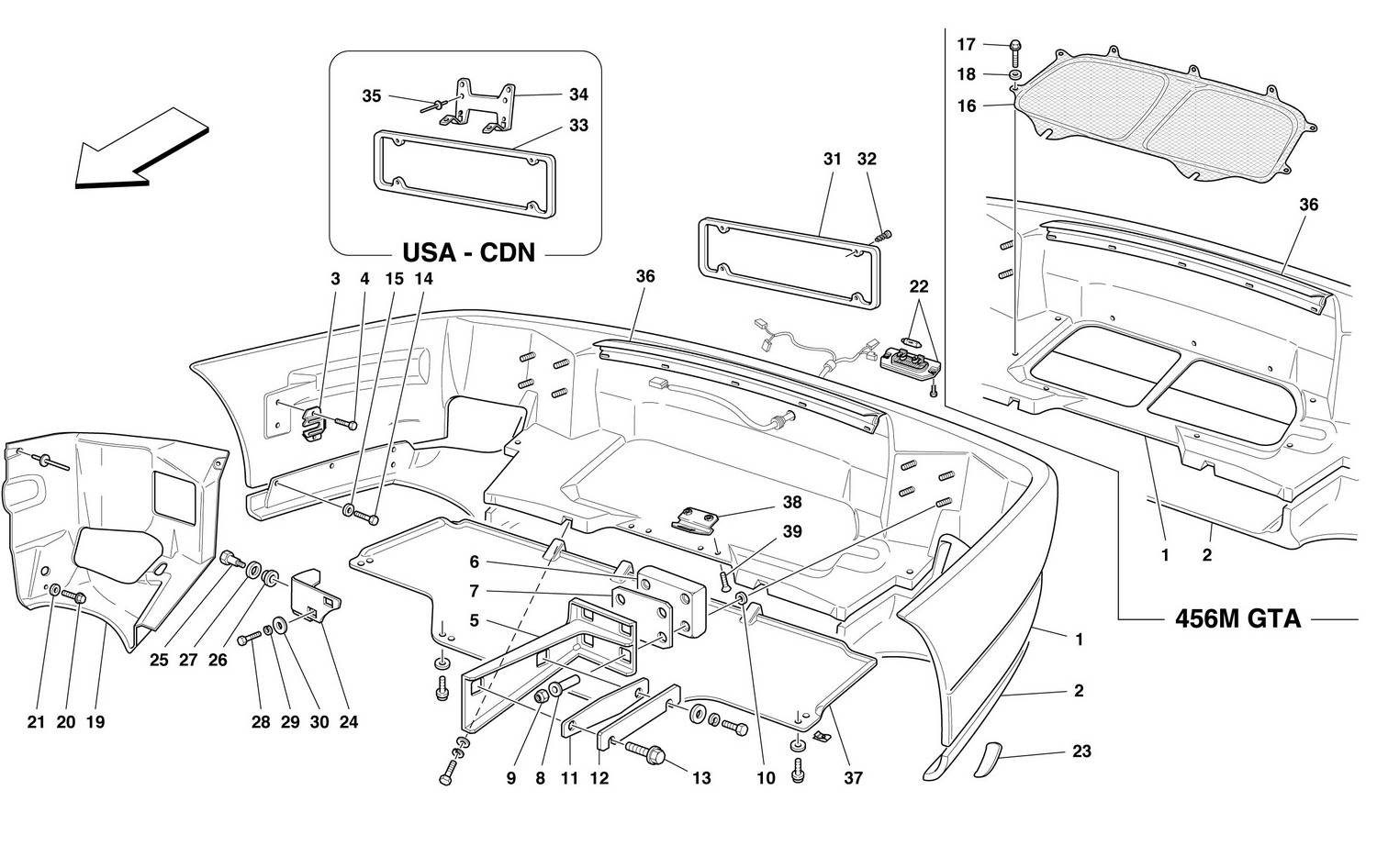 Schematic: Rear Bumper