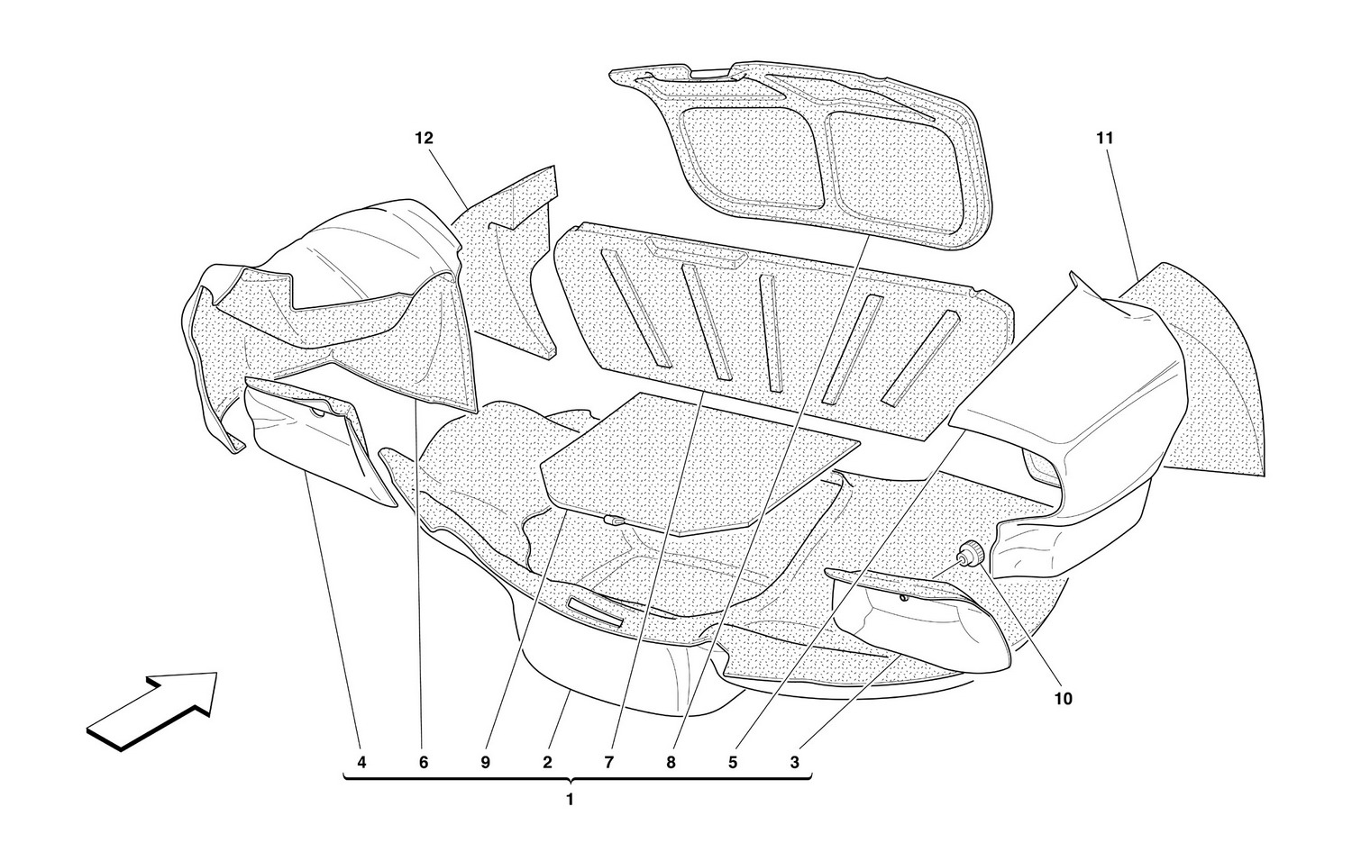 Schematic: Trunk Hood Upholstery -Not For 456M Gta