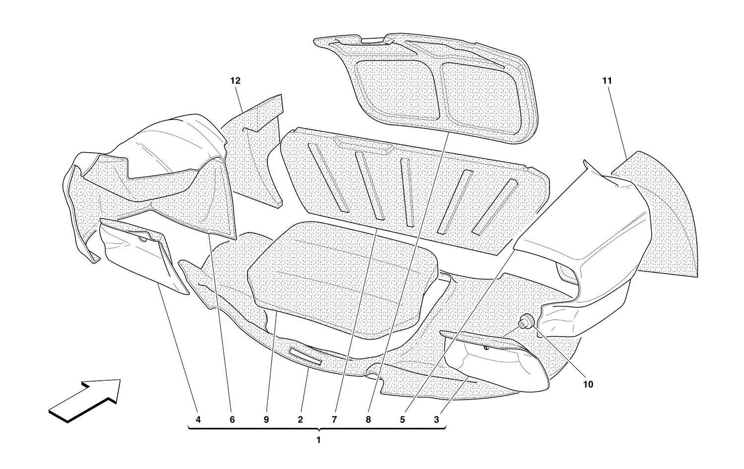 Schematic: Trunk Hood Upholstery -Valid For 456M Gta