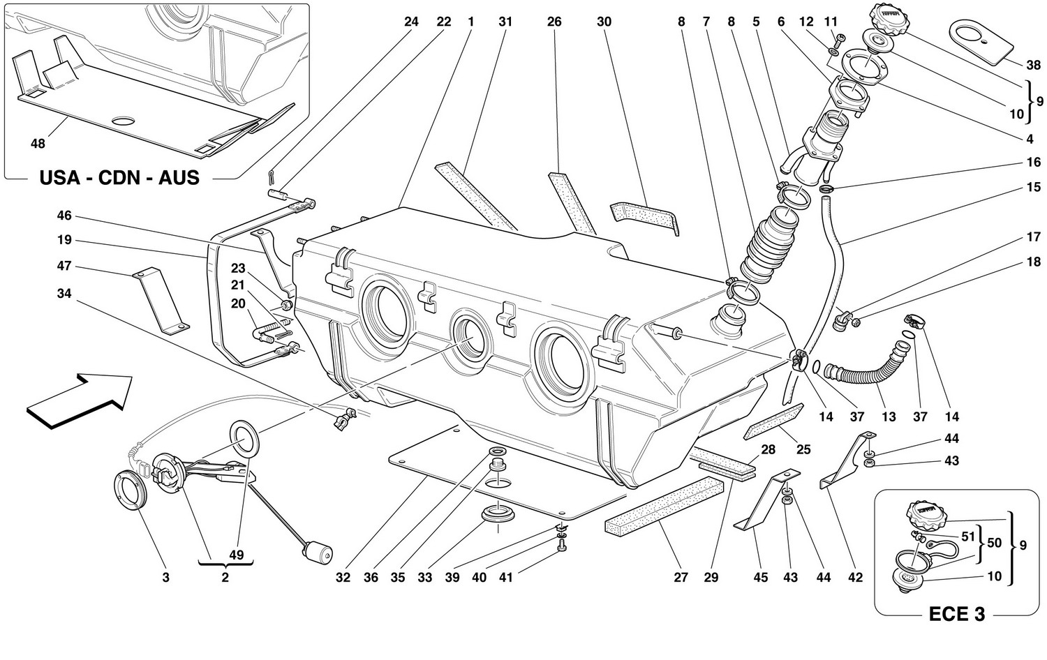 Schematic: Fuel Tank -Not For Usa M.Y. 2000 And Cdn M.Y. 2000-