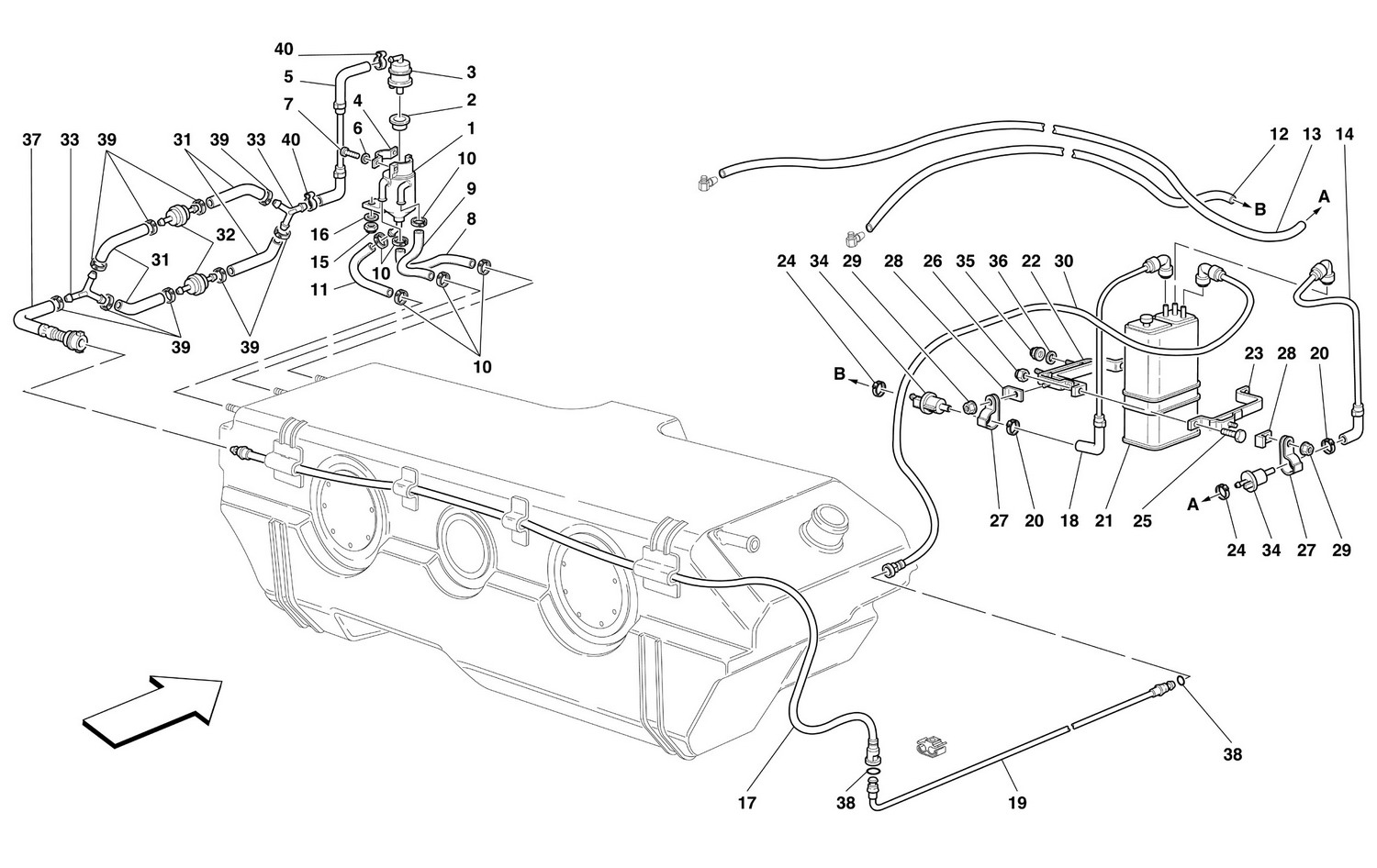 Schematic: Antievaporation Device -Valid For Usa, Cdn And Aus-Not For Usa M.Y. 2000 And Cdn M.Y. 2000-