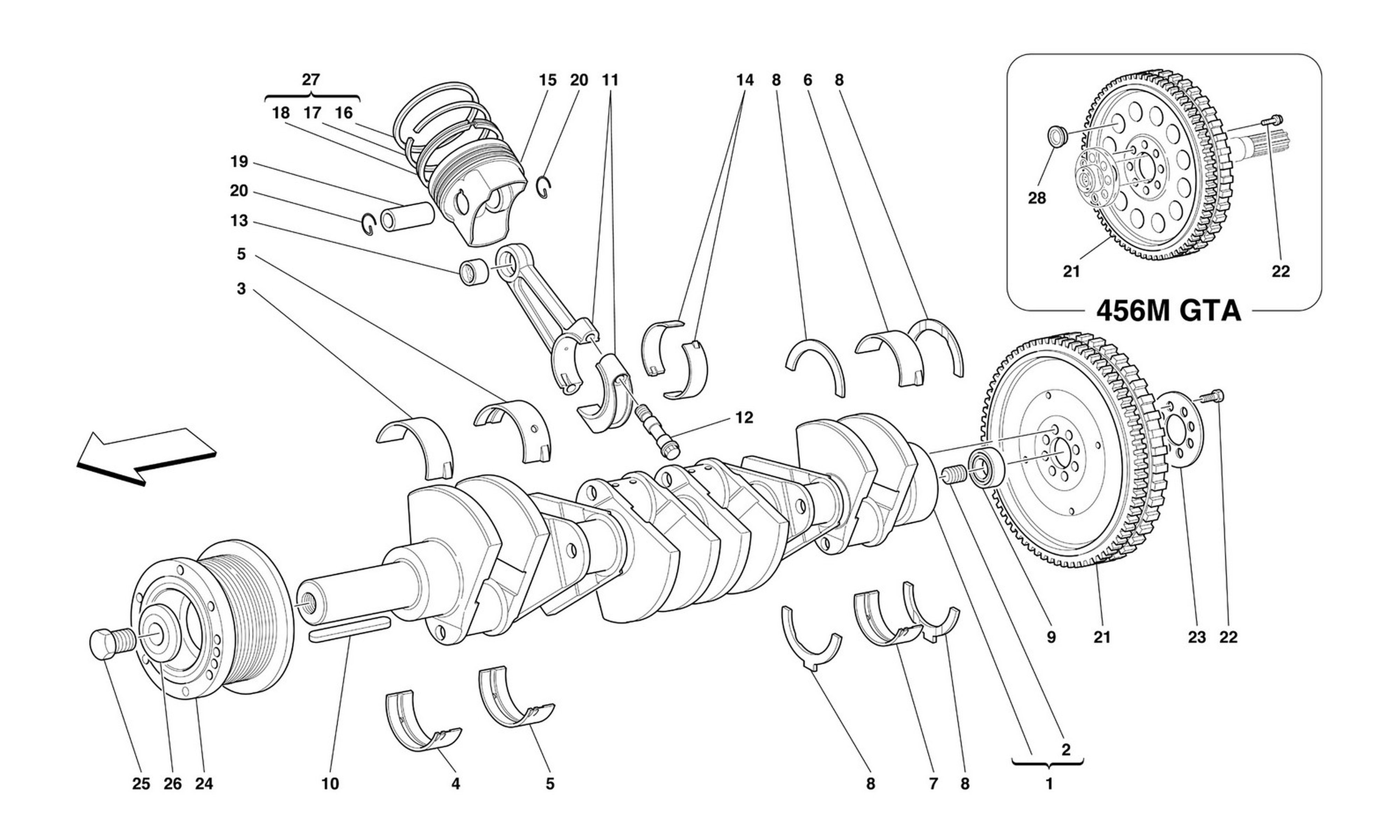 Schematic: Driving Shaft - Connecting Rods And Pistons