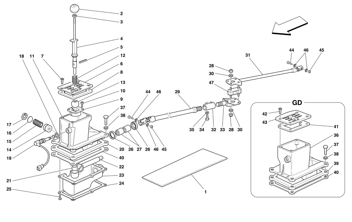 Schematic: Outside Gearbox Controls -Not For 456M Gta