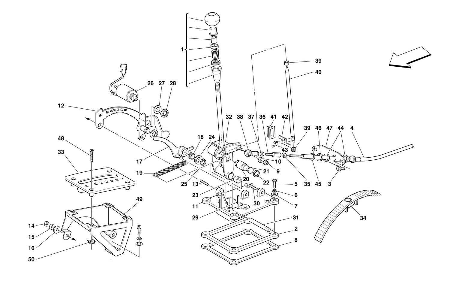 Schematic: Outside Gearbox Controls -Valid For 456M Gta