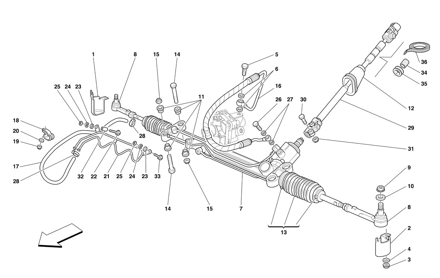 Schematic: Hydraulic Steering Box And Serpentine - Lhd