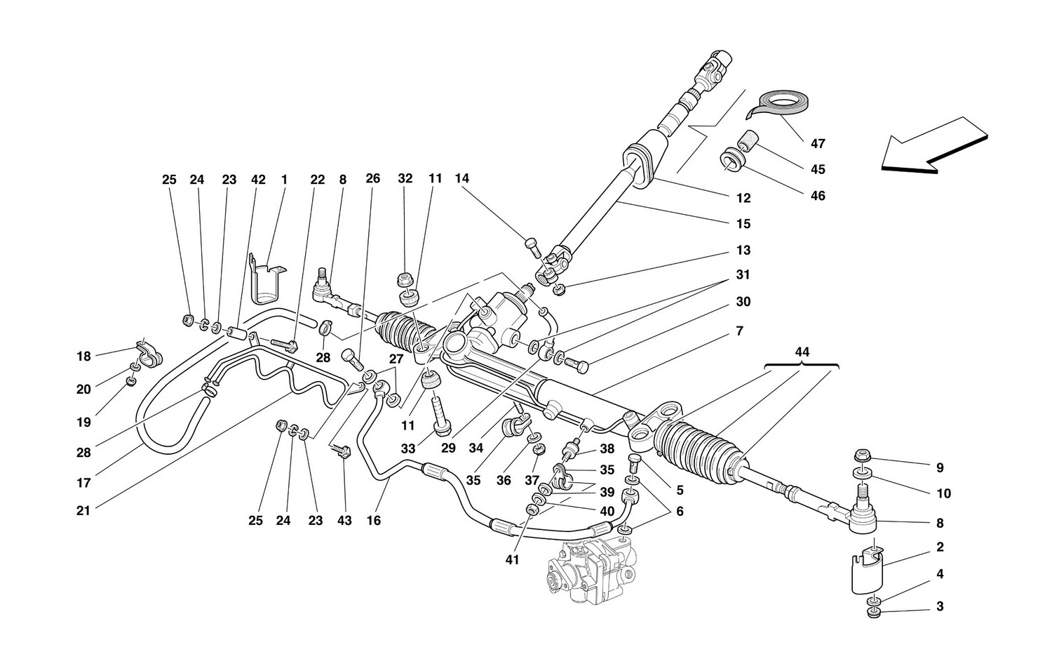 Schematic: Hydraulic Steering Box And Serpentine - Rhd