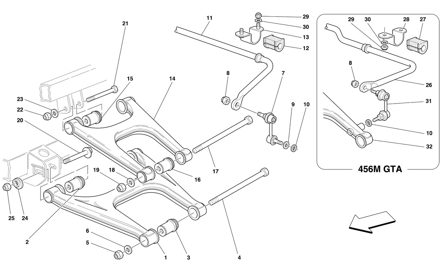 Schematic: Rear Suspension - Wishbones And Stabilizer Bar