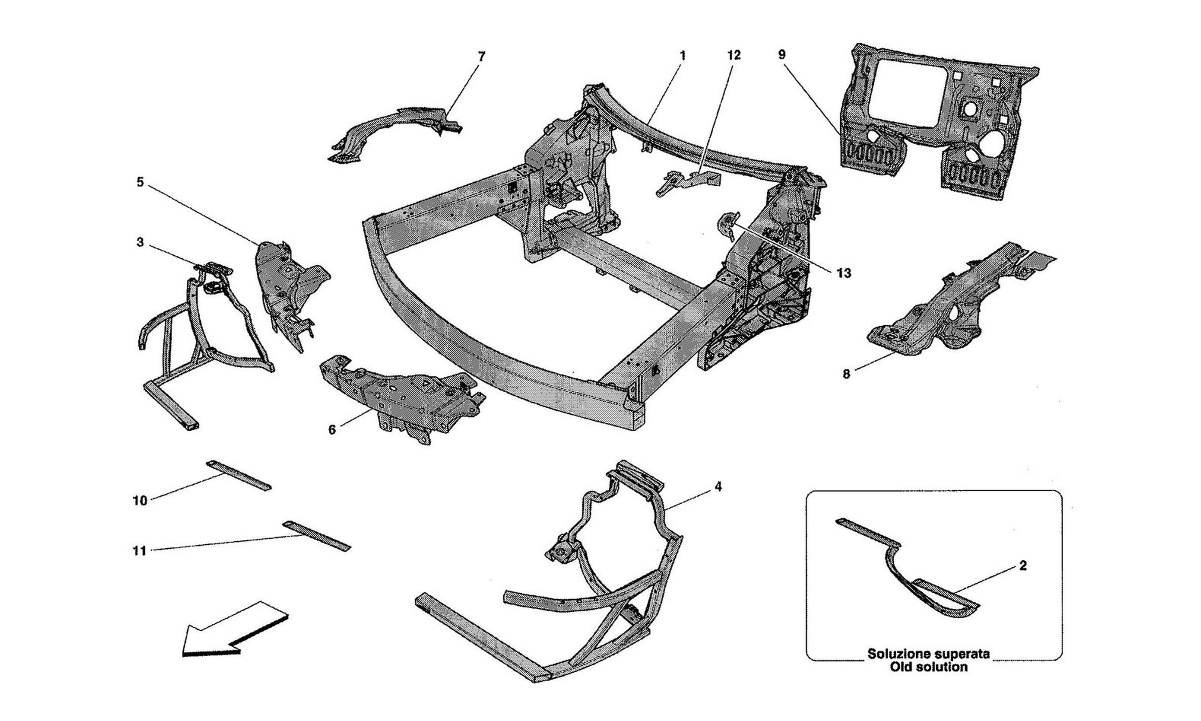 Schematic: Chassis - Complete Front Structure And Panels