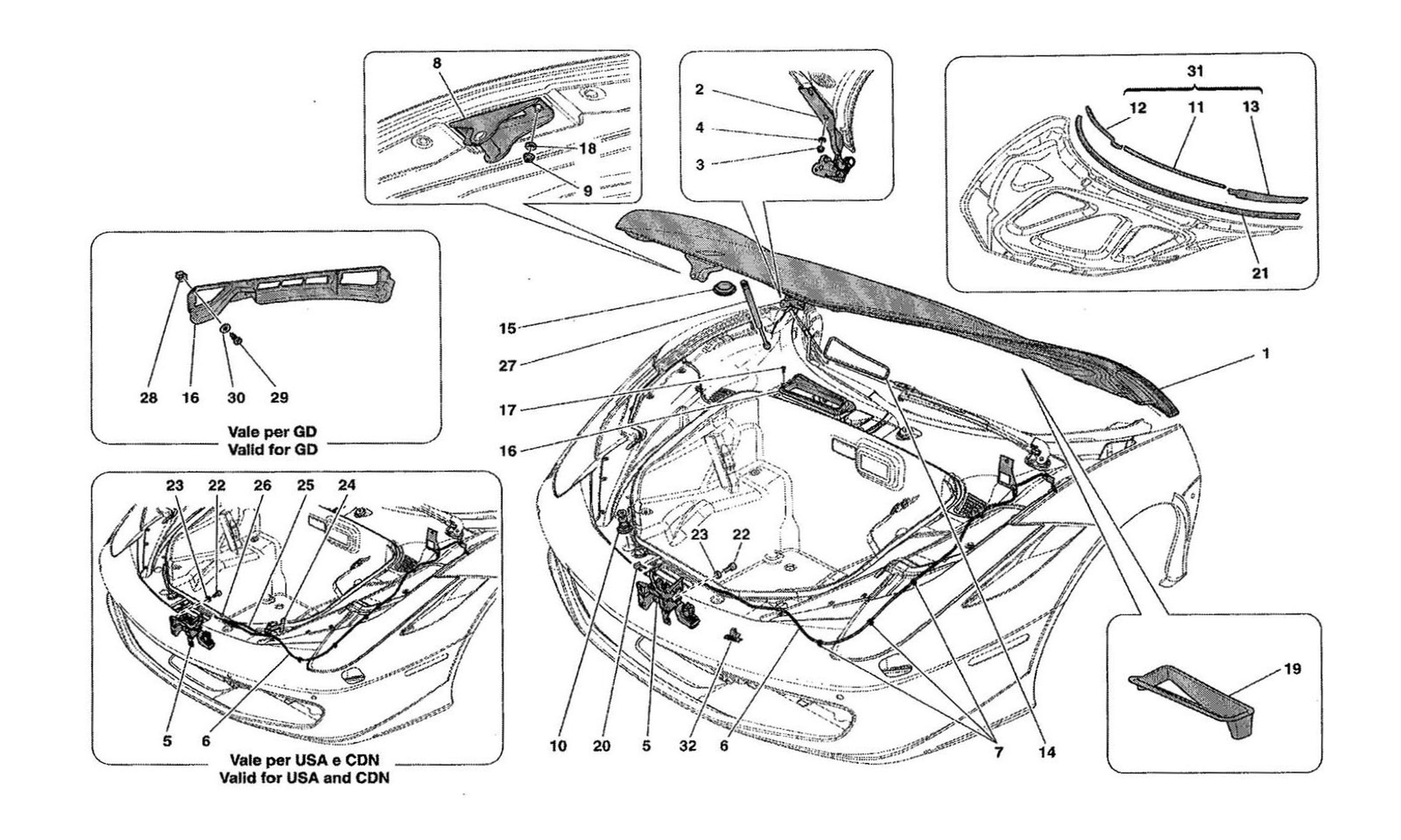 Schematic: Front Lid And Opening Mechanism