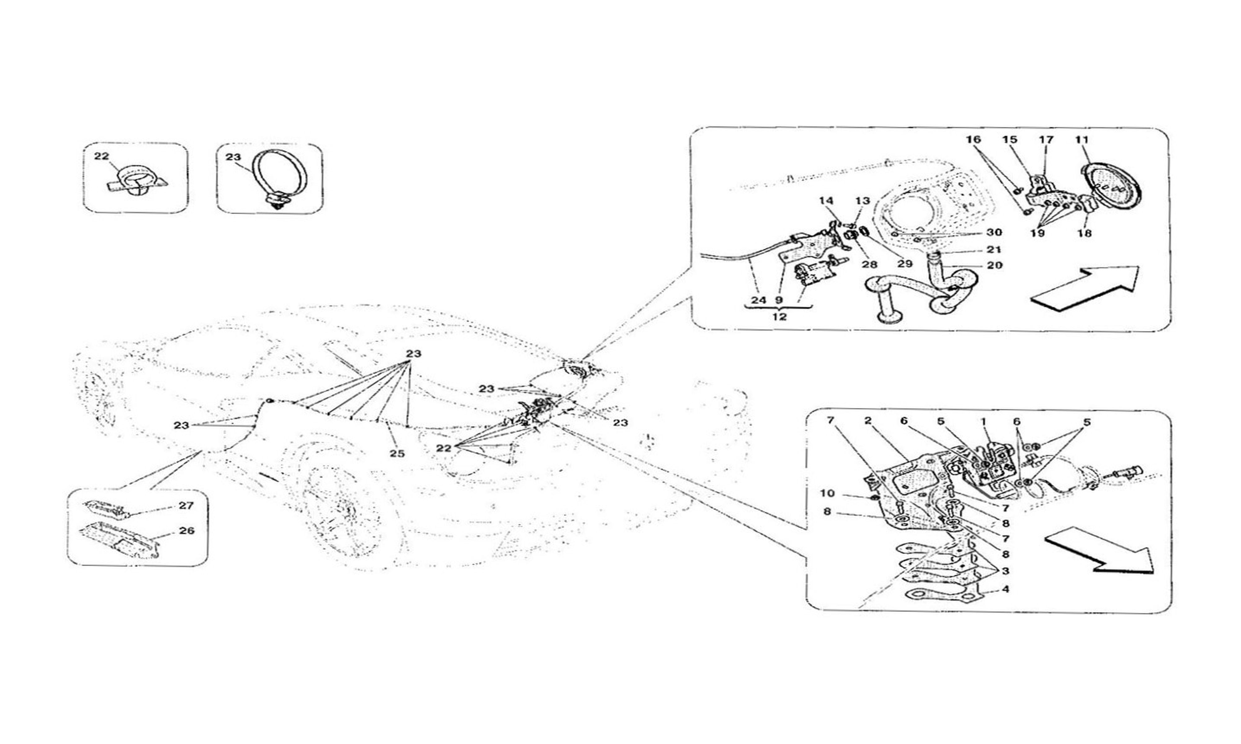 Schematic: Engine Compartment Lid And Fuel Filler Flap Opening Mechanisms