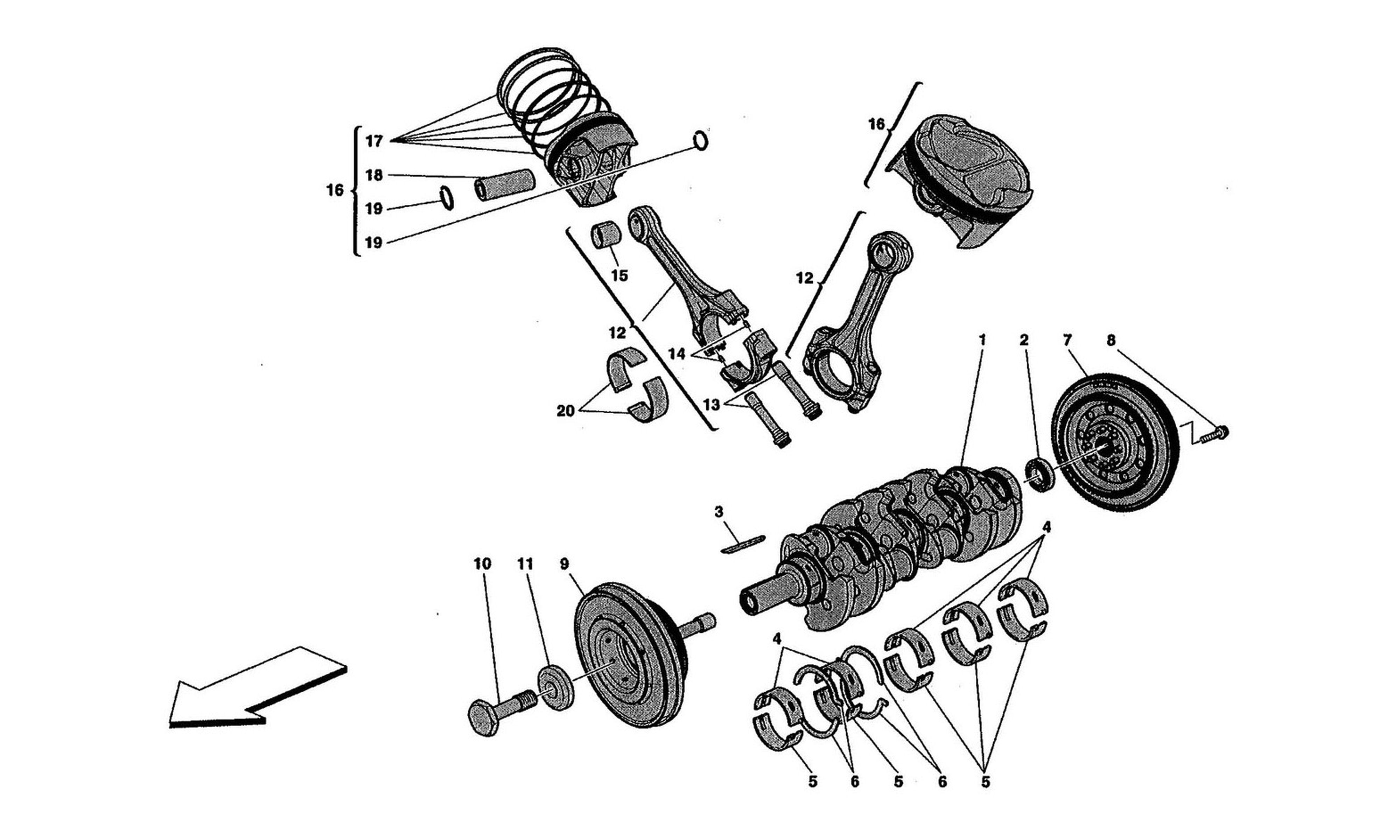 Schematic: Crankshaft - Connecting Rods And Pistons