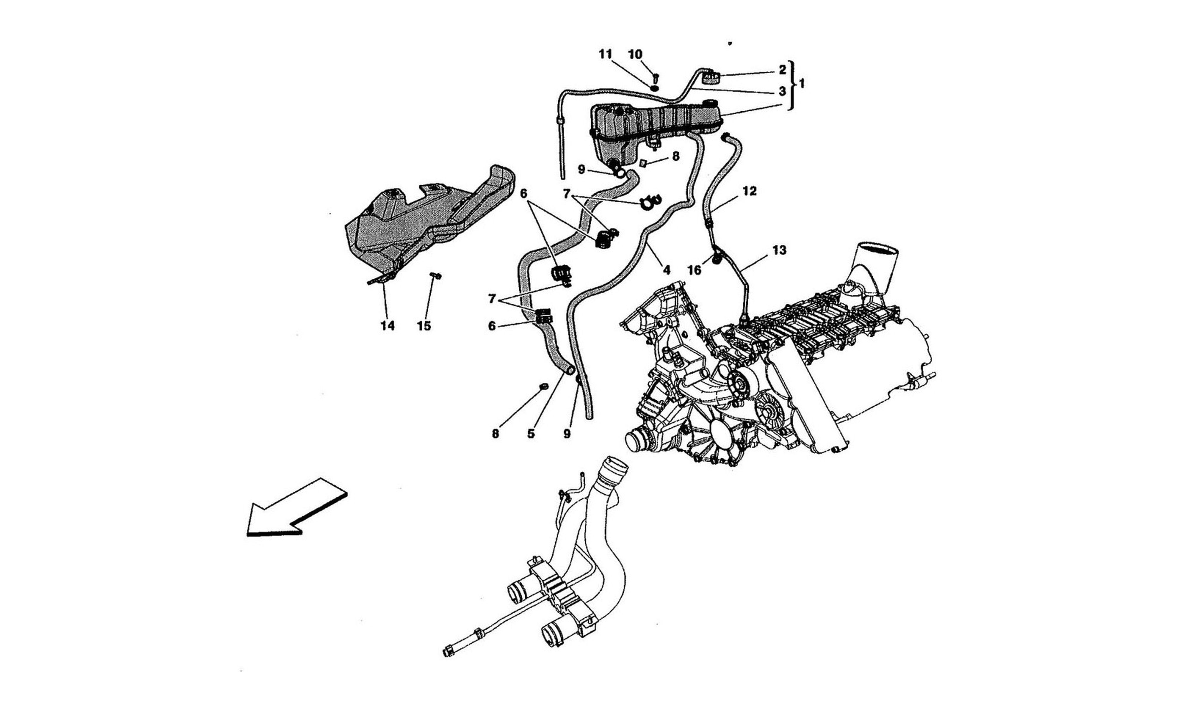 Schematic: Cooling - Header Tank And Pipes