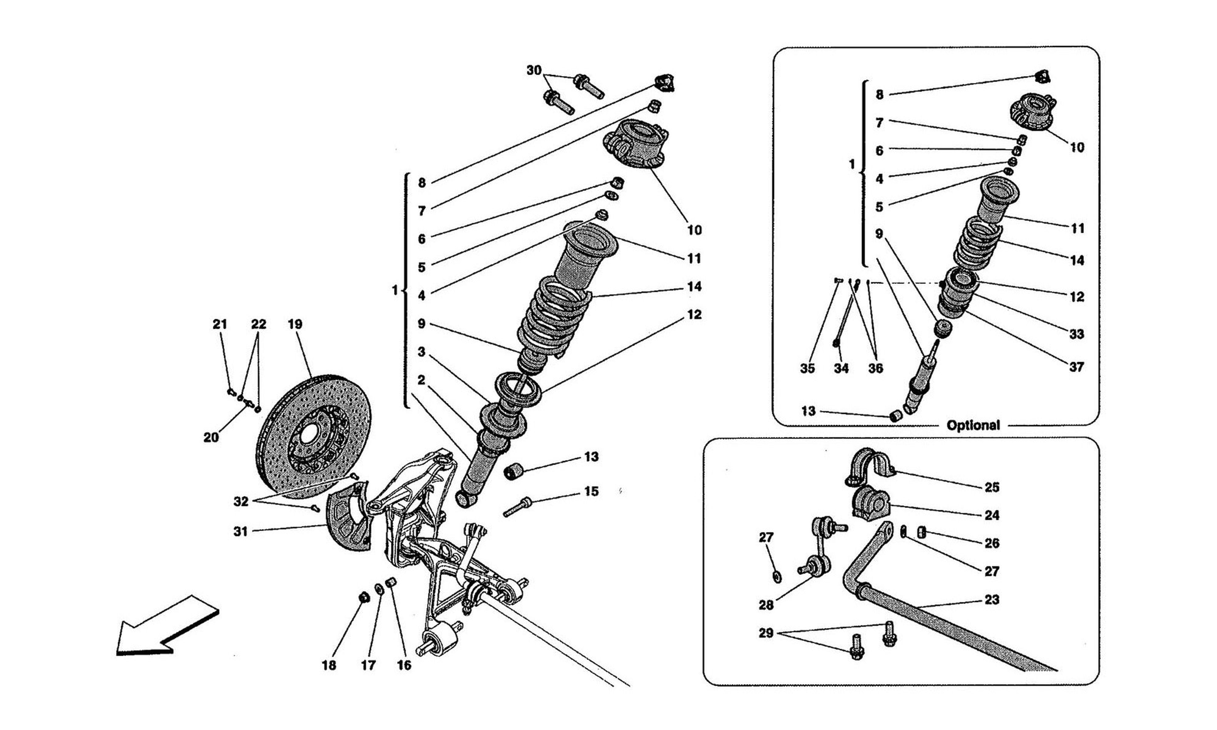 Schematic: Front Suspension - Shock Absorber And Brake Disc