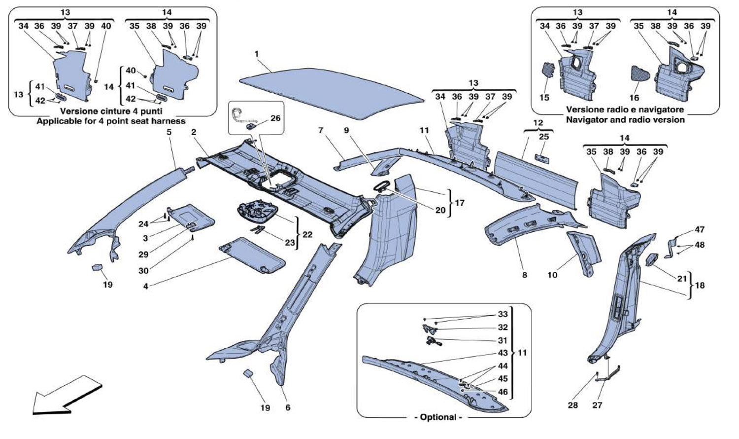 Schematic: Roof Panel Accessories And Upholstry