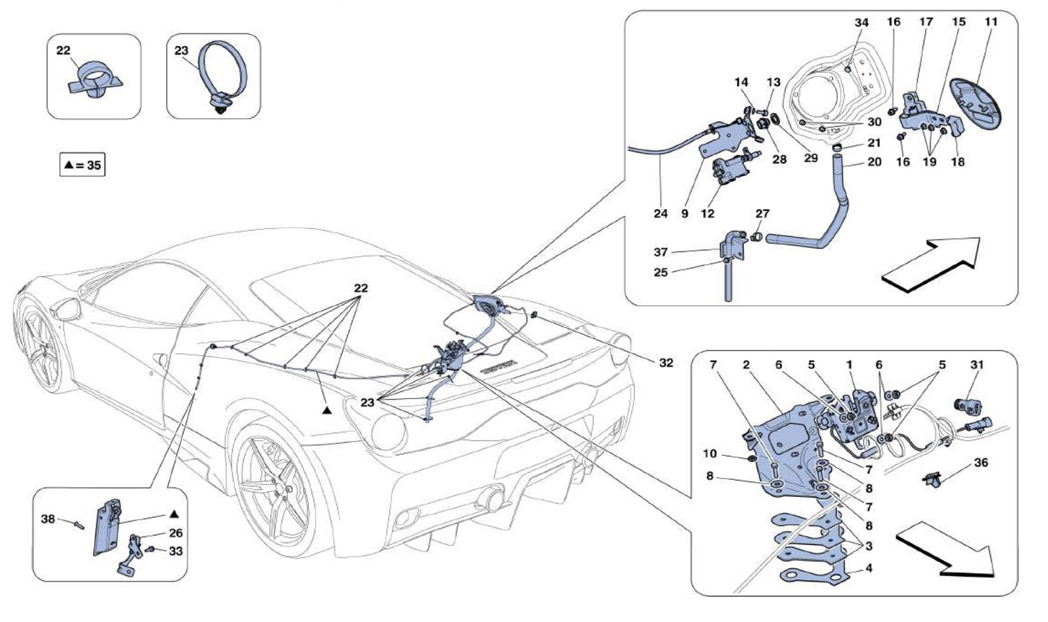 Schematic: Opening Devices For Engine Bonnet And Fuel Cap