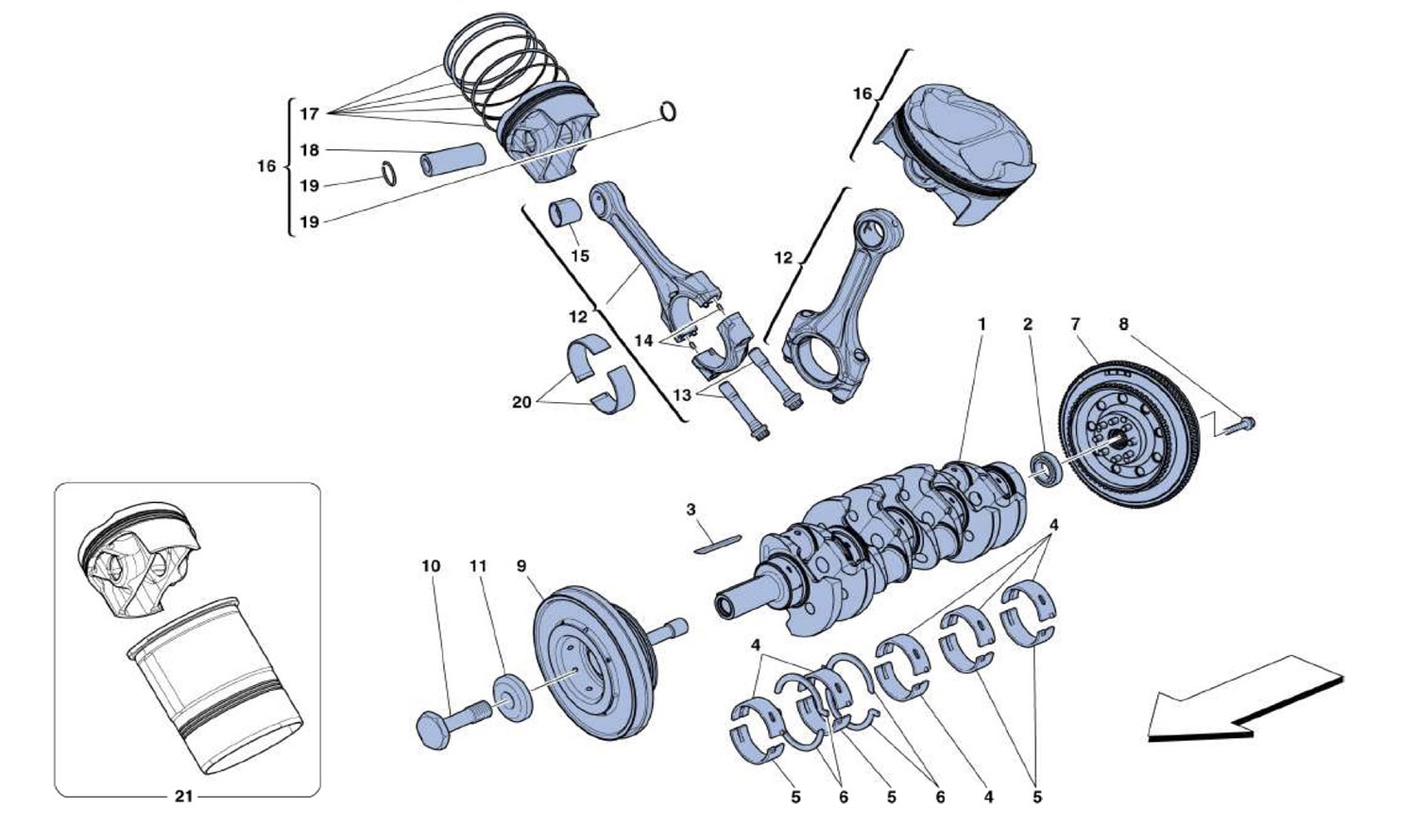Schematic: Driveshaft - Connecting Rods And Pistons