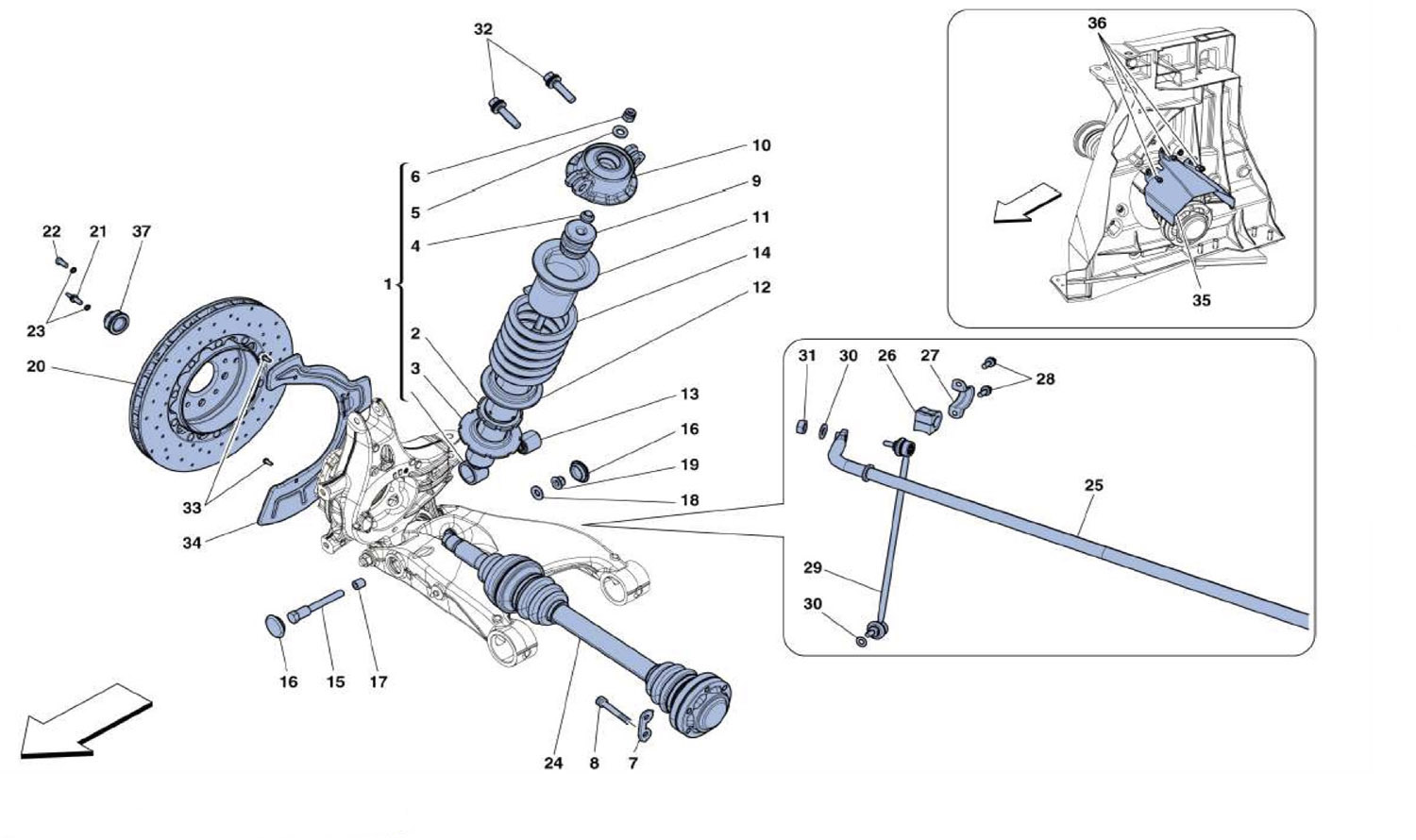 Schematic: Rear Suspension - Shock Absorber And Brake Disc