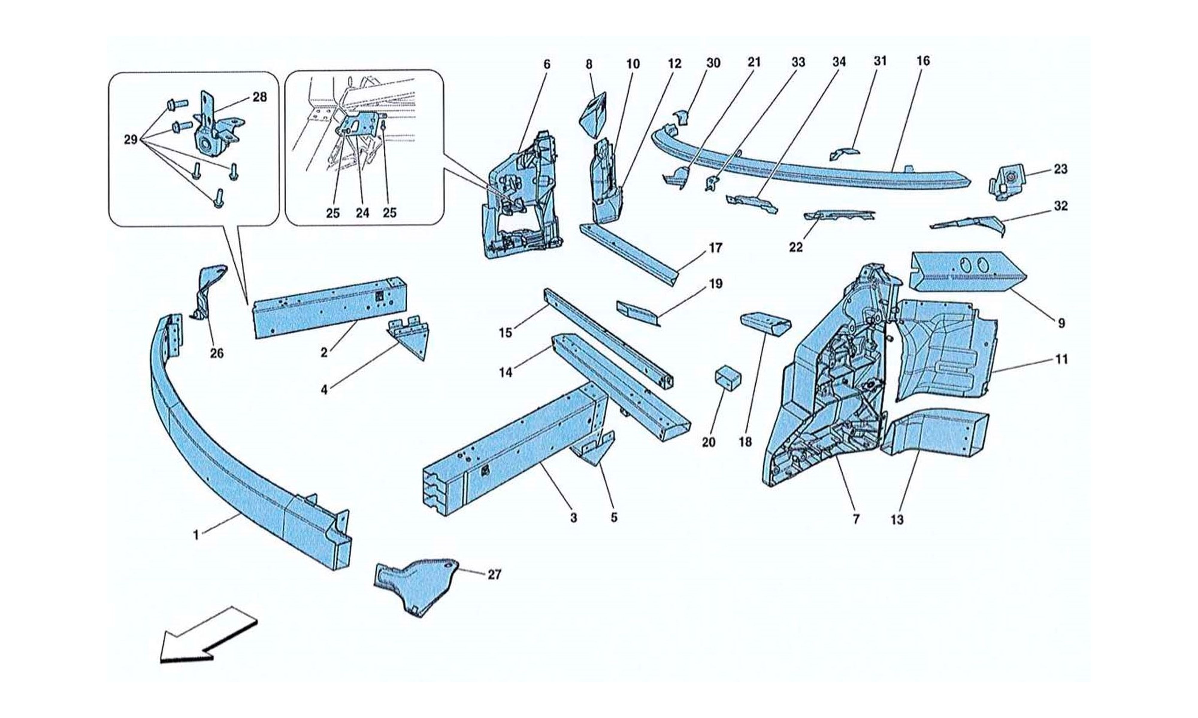 Schematic: Chassis Structure Front Elements And Panels