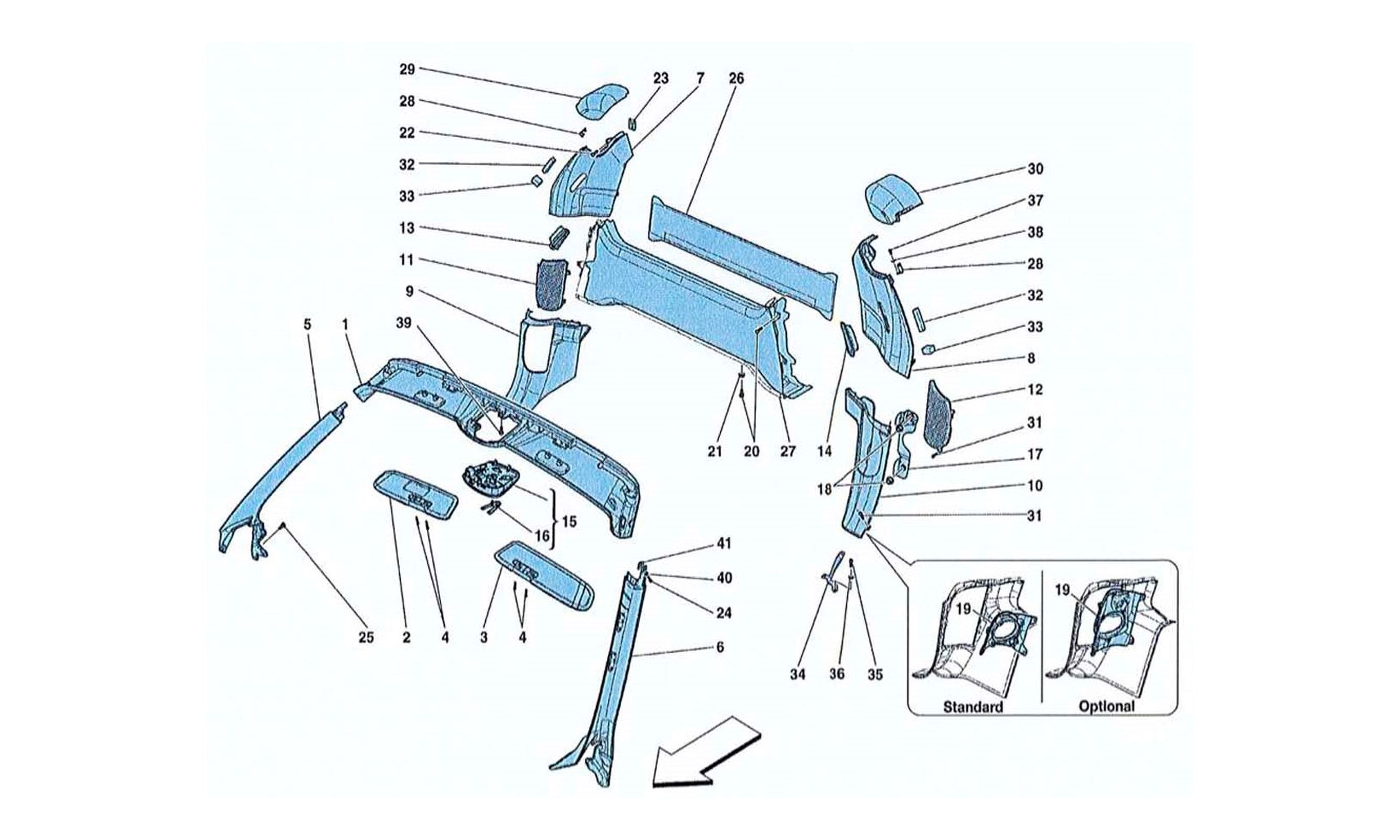 Schematic: Headliner Trim And Accessories