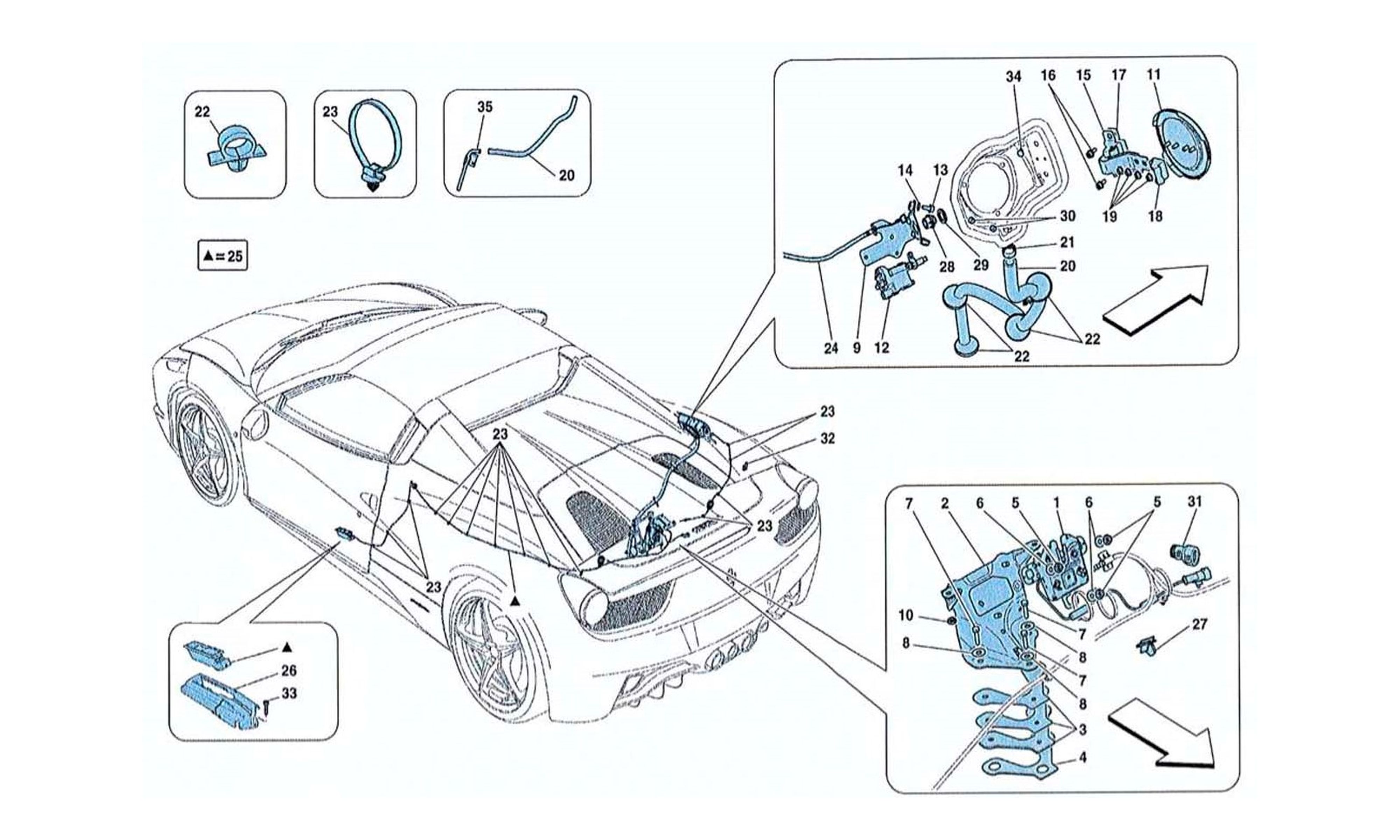 Schematic: Engine Compartment Lid And Fuel Filler Flap Opening Meachanisms