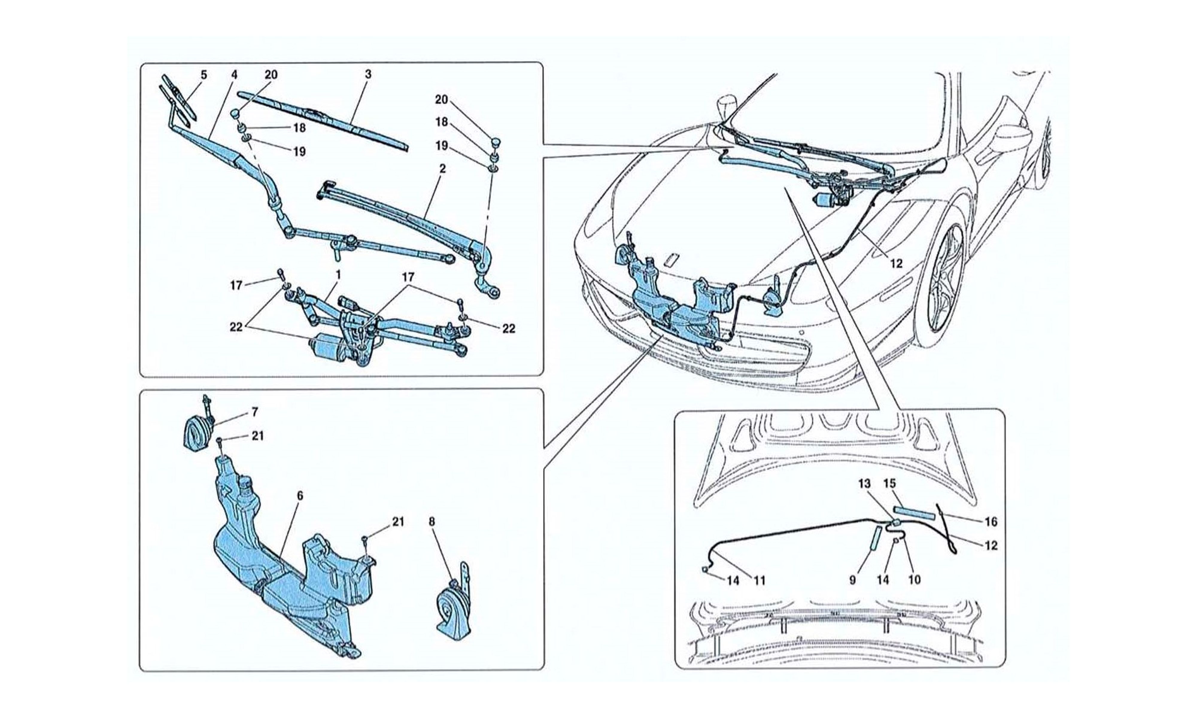 Schematic: Winscreen Wiper Windscreen Washer And Horns