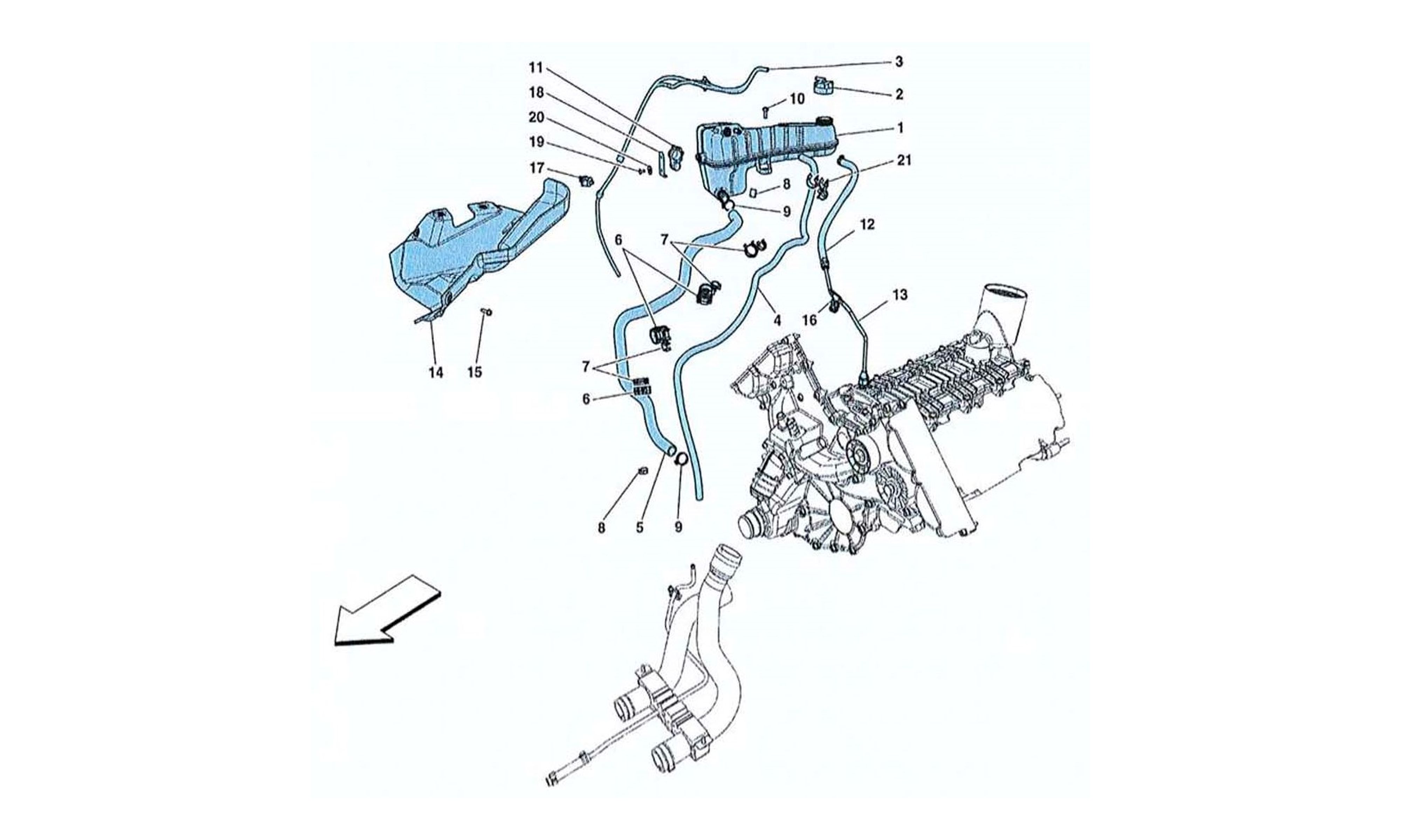 Schematic: Cooling Header Tank And Pipes