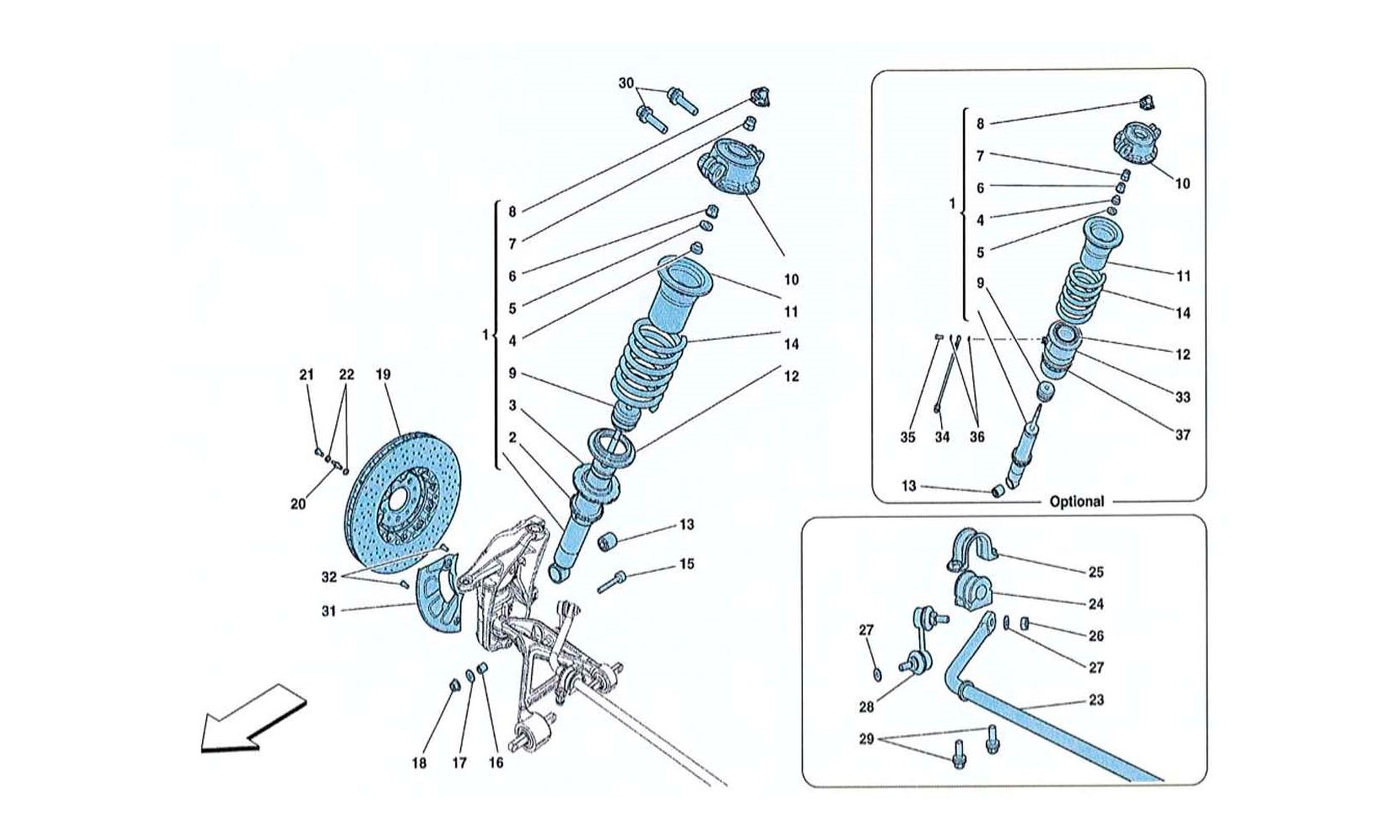 Schematic: Front Suspension Shock Absorber And Brake Disc