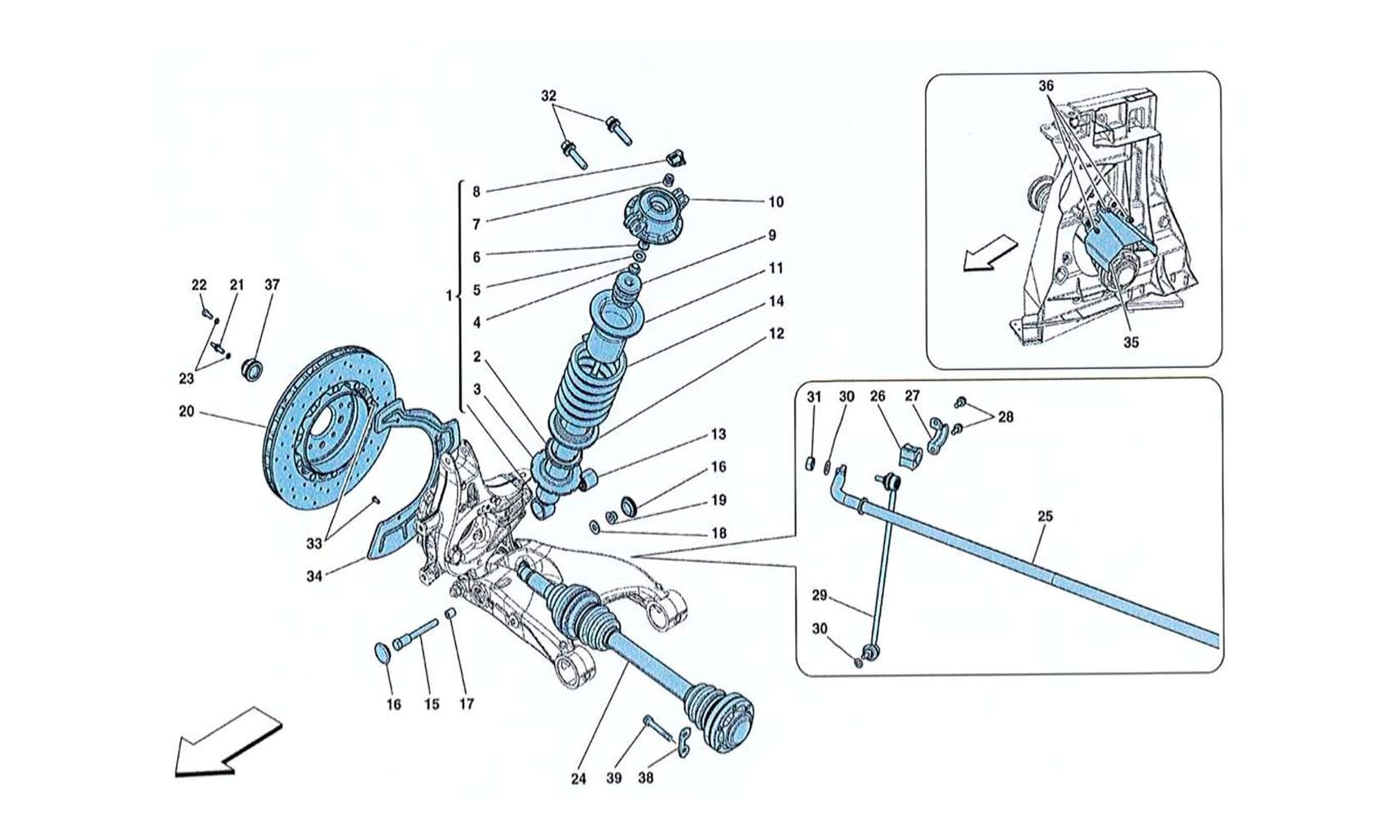 Schematic: Rear Suspension Shock Absorber And Brake Disc