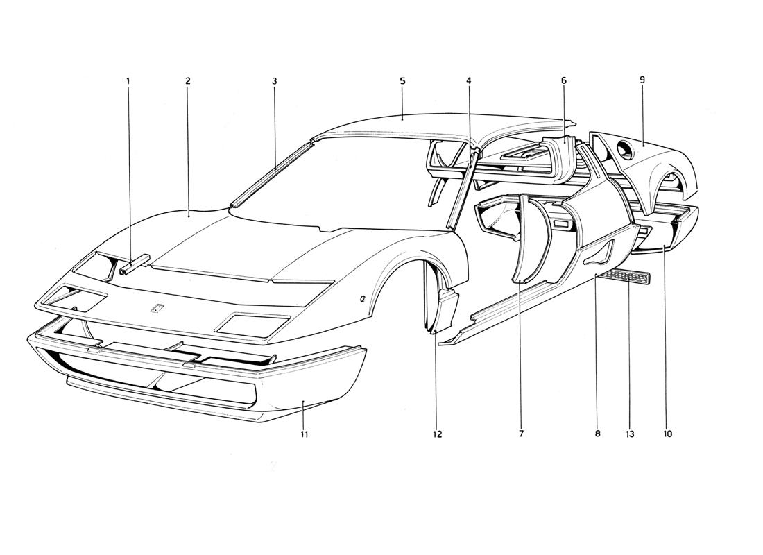 Schematic: Body Shell - Outer Elements