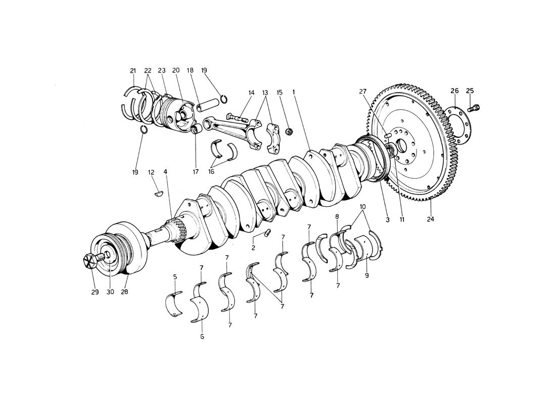 Schematic: Crankshaft, Connecting Rods And Pistons