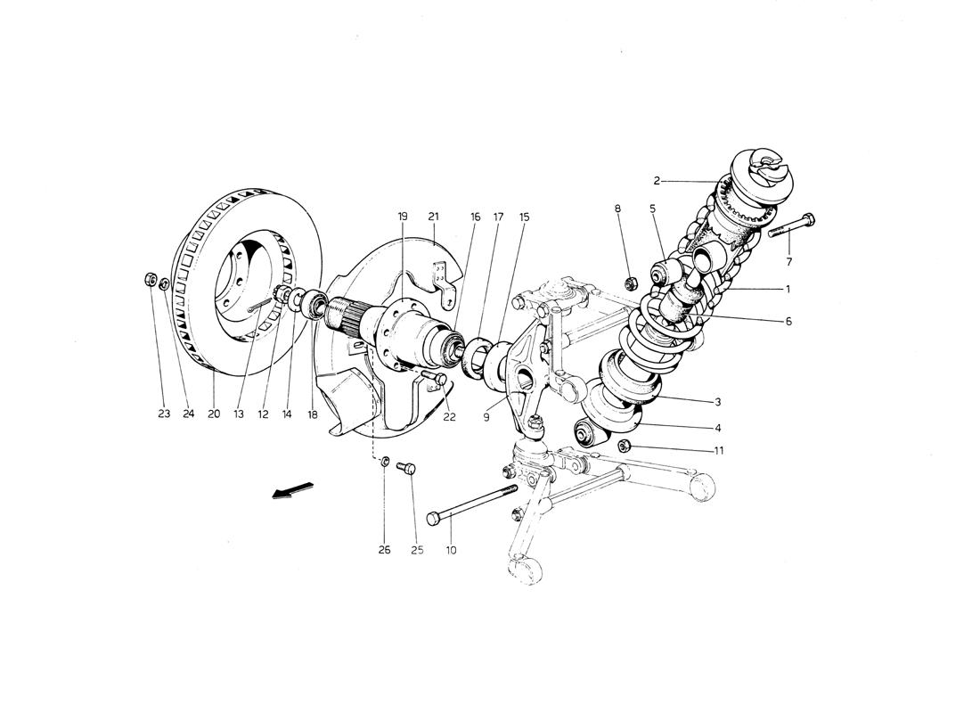 Schematic: Front Suspension - Hub And Shock Absorber