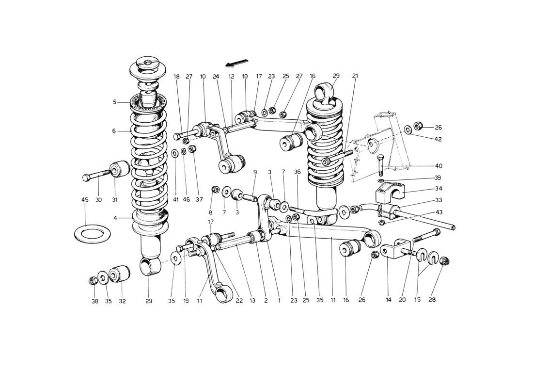 Schematic: Rear Suspension - Wishbones And Shock Absorbers