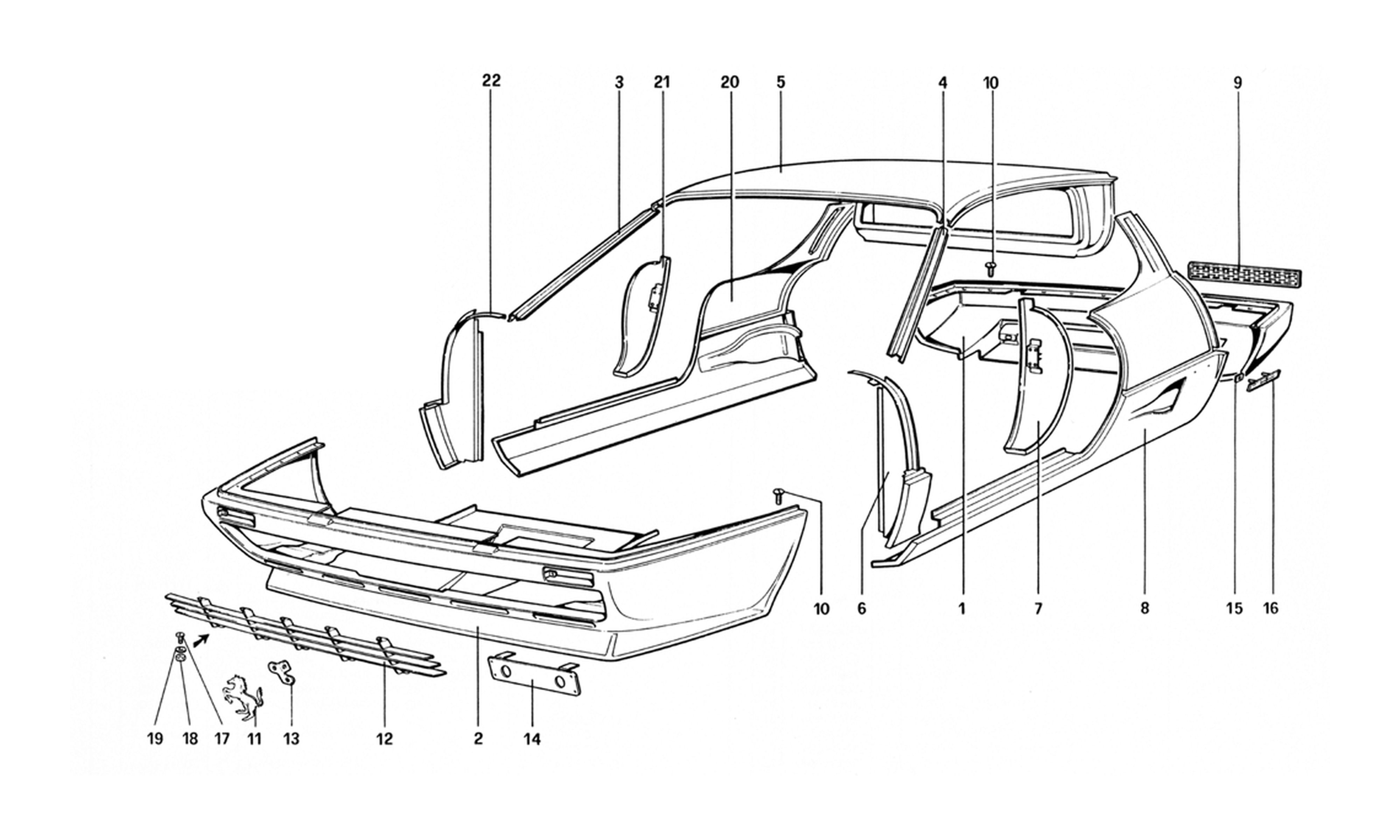 Schematic: Body Shell - Outer Elements