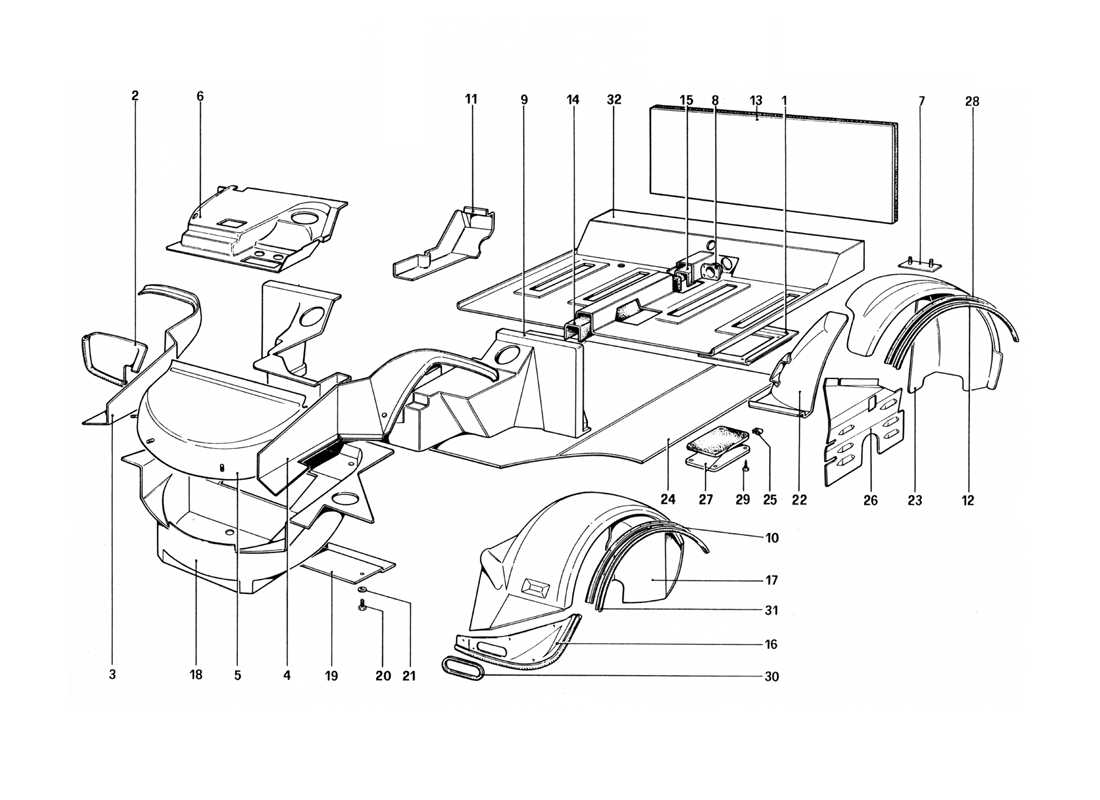 Schematic: Body Shell - Inner Elements Lower