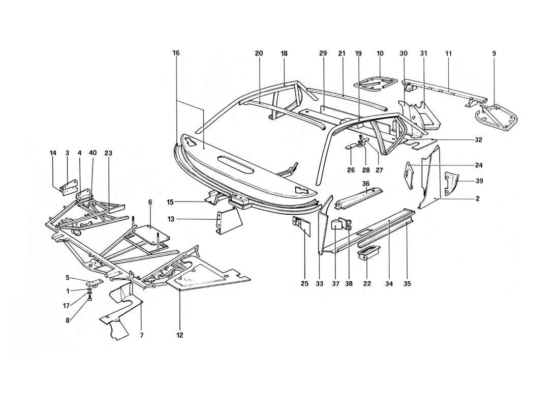 Schematic: Body Shell - Inner Elements Upper