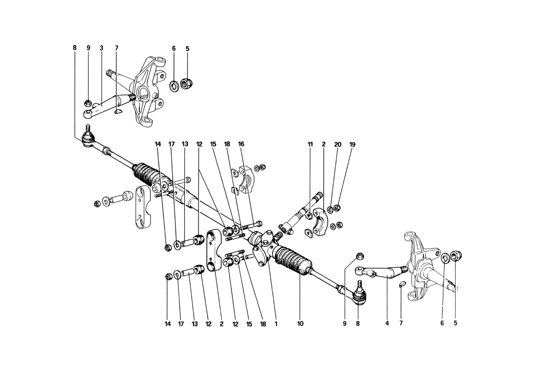 Schematic: Steering Rack And Linkage