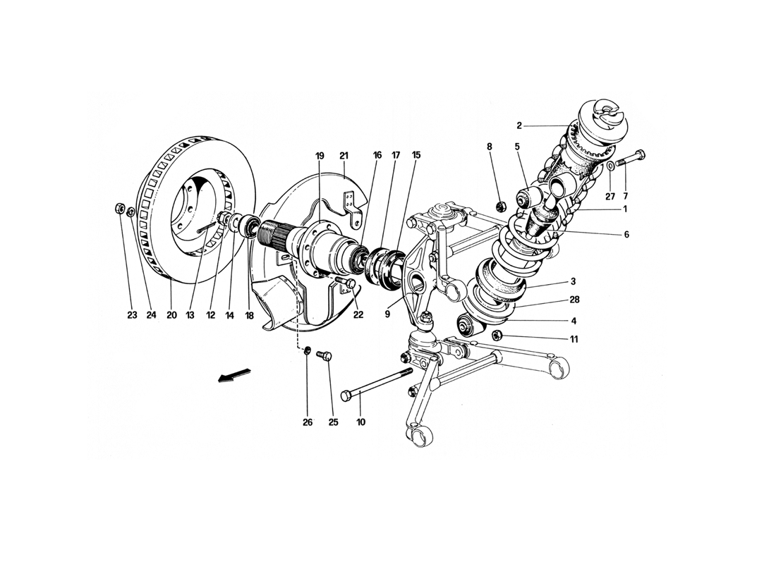 Schematic: Front Suspension - Hub And Shock Absorbers