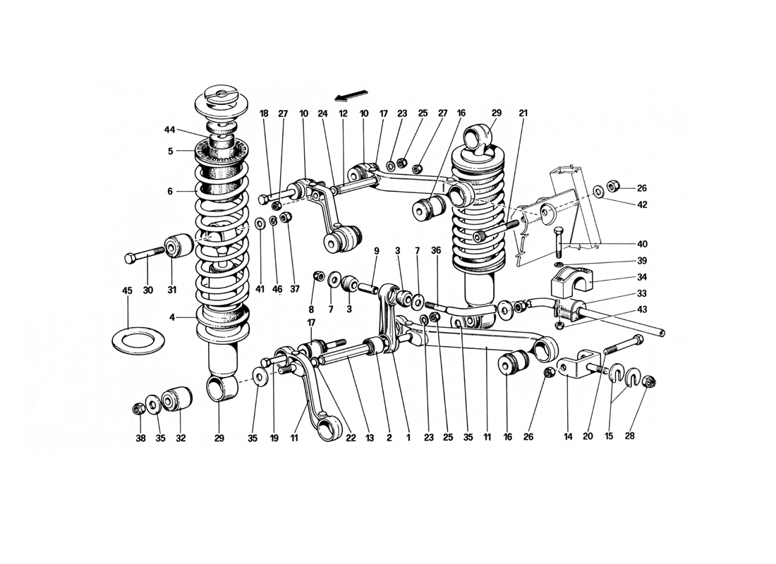 Schematic: Rear Suspension - Wishbones And Shock Absorbers