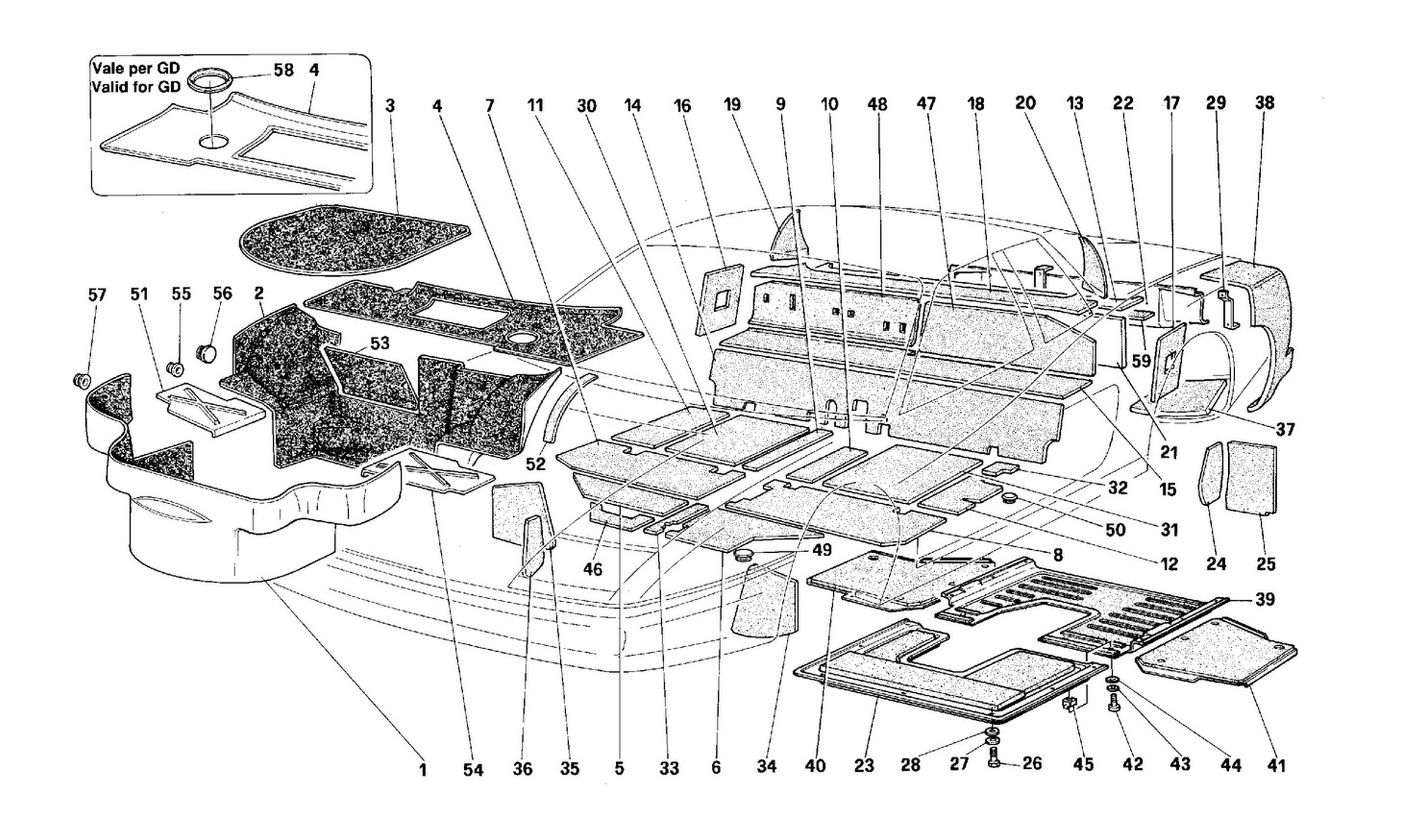 Schematic: Carpet For Luggage Compartment And Insulation Panels