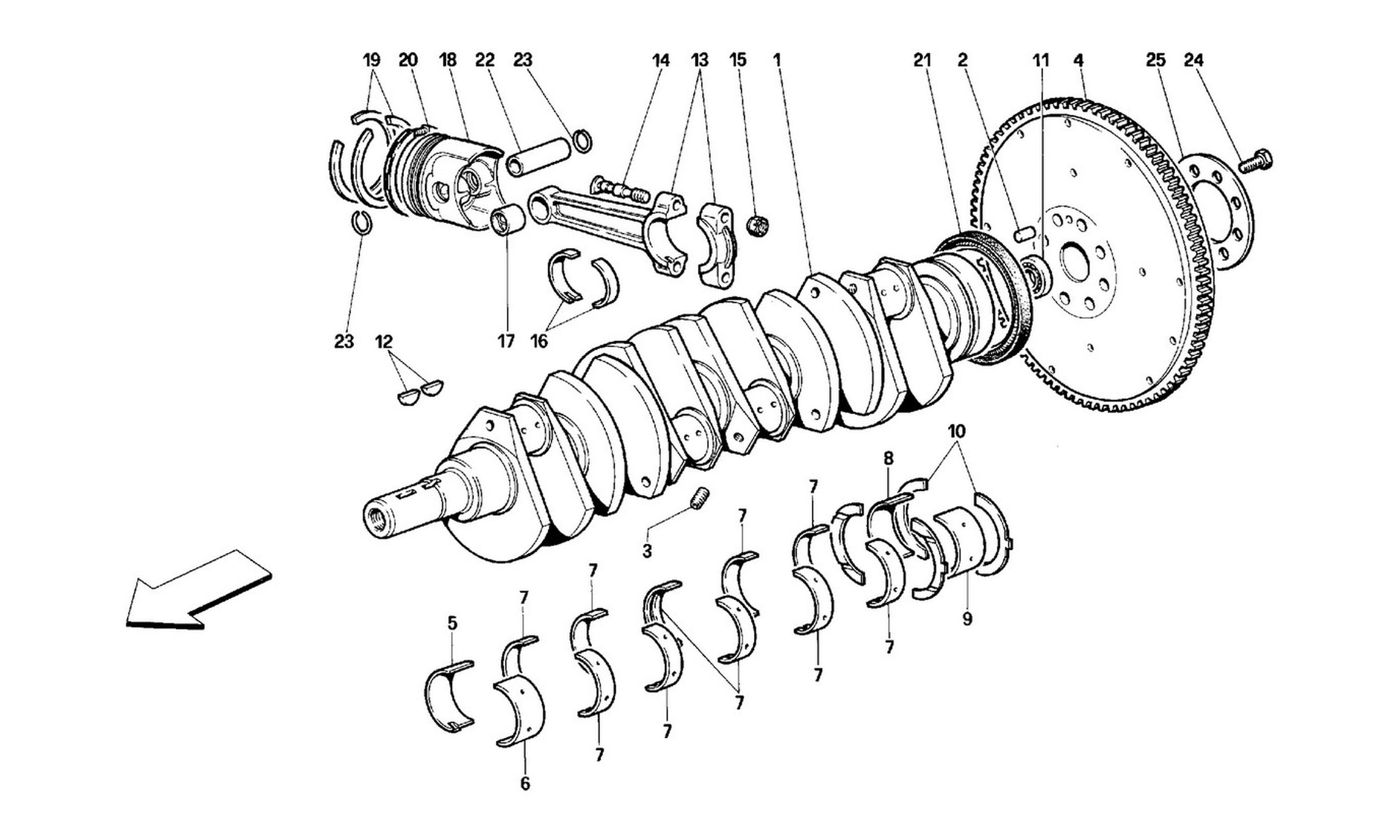 Schematic: Crankshaft - Connecting Rods And Pistons