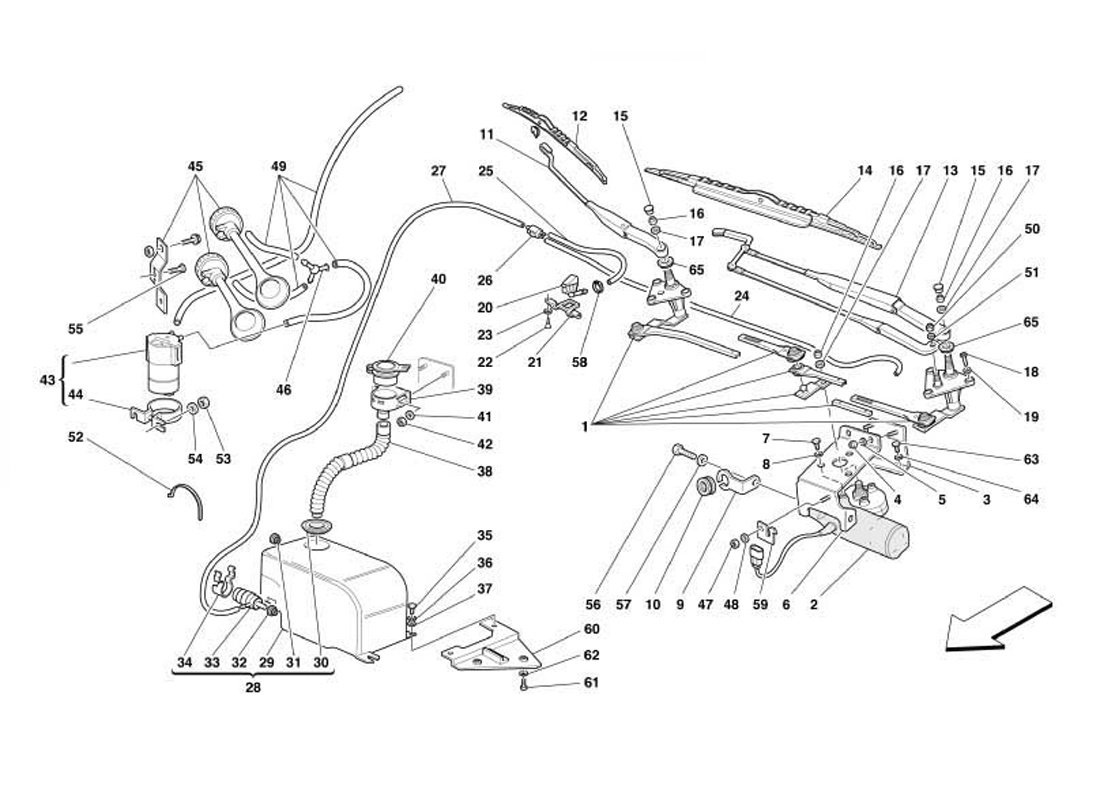 Schematic: Windscreen Wiper, Windscreen Washer And Horns